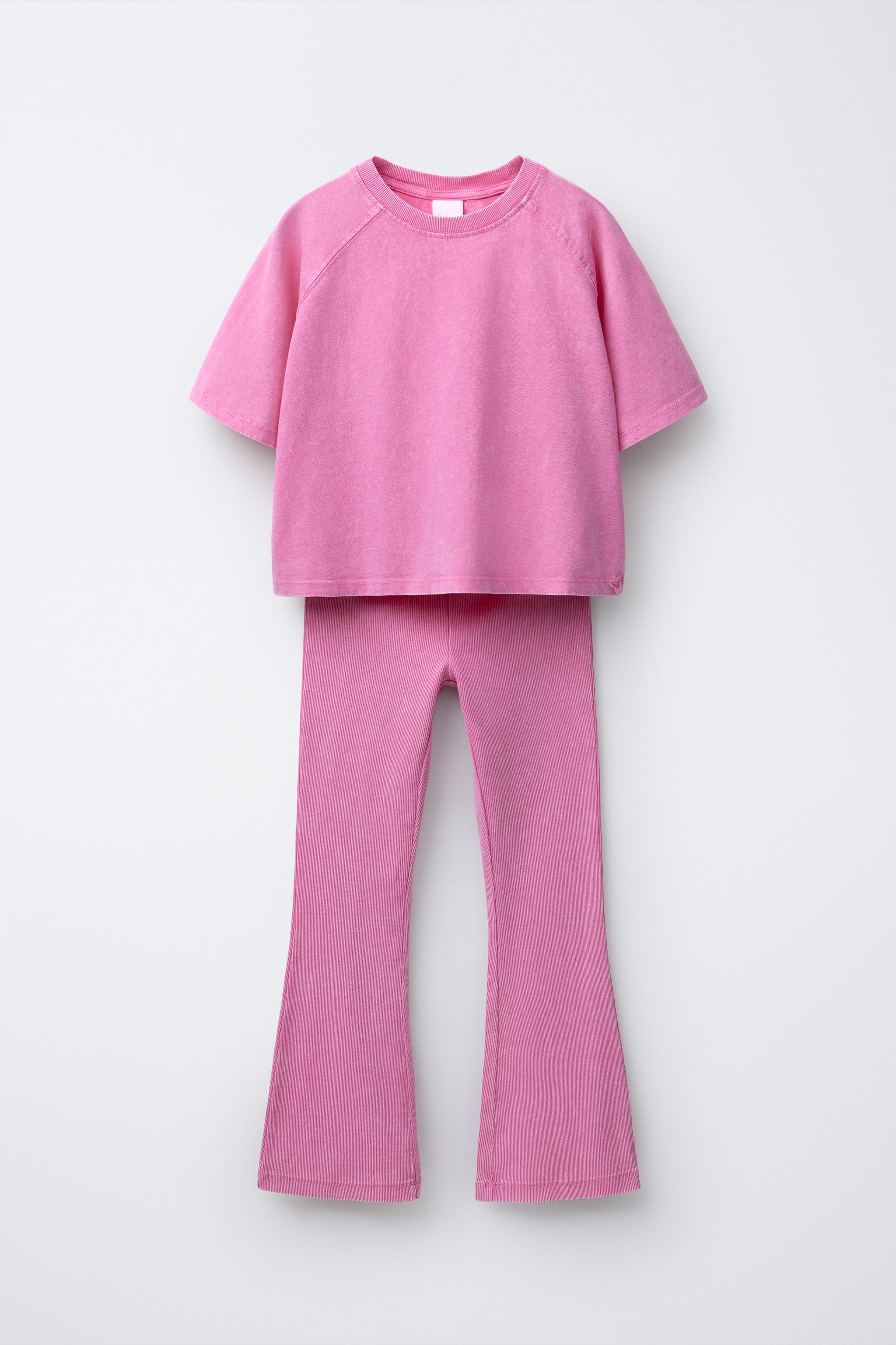 HEAVY WEIGHT T-SHIRT AND WASHED EFFECT RIB FLARE LEGGINGS SET