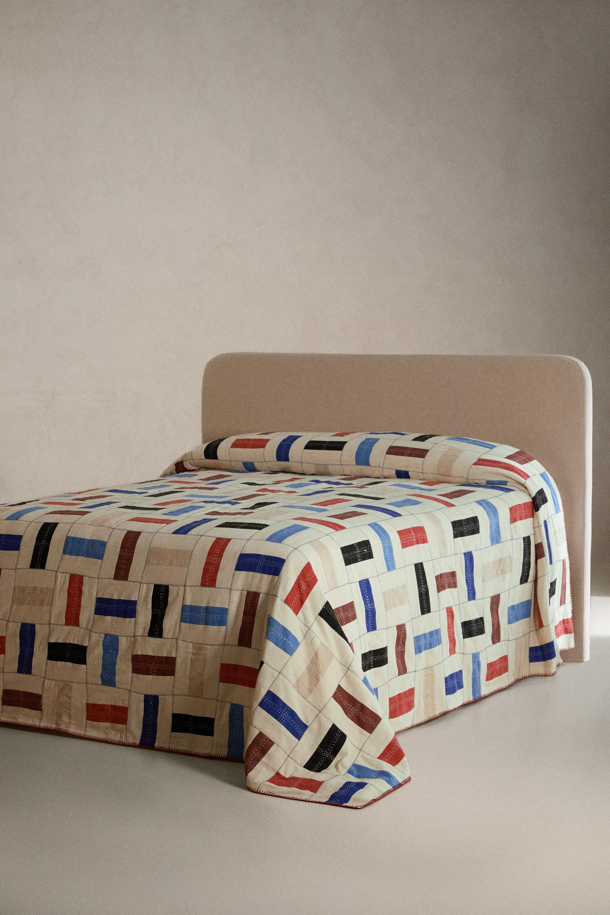 COTTON AND LINEN PATCHWORK BEDSPREAD X COLLAGERIE