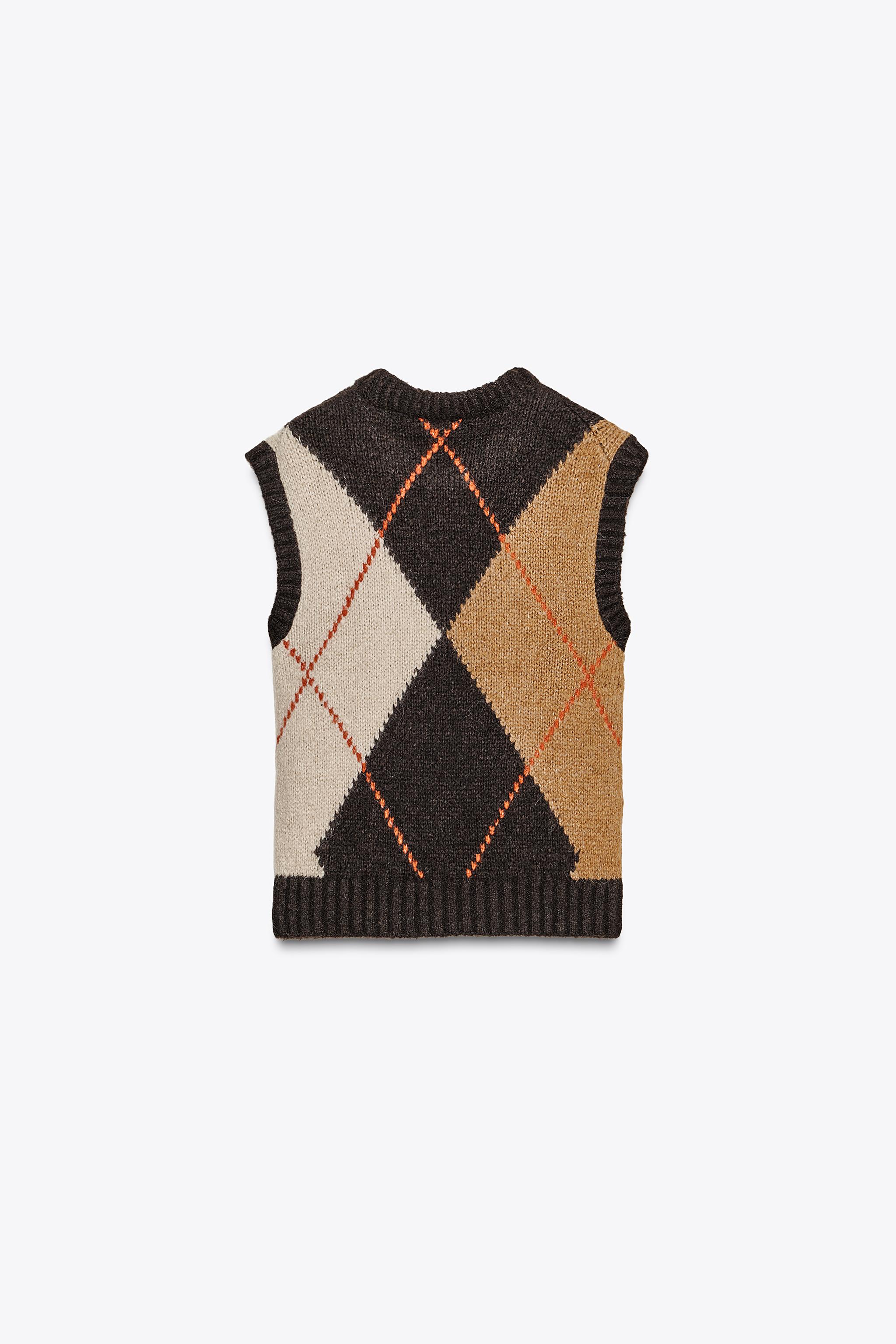ARGYLE KNIT VEST TOP