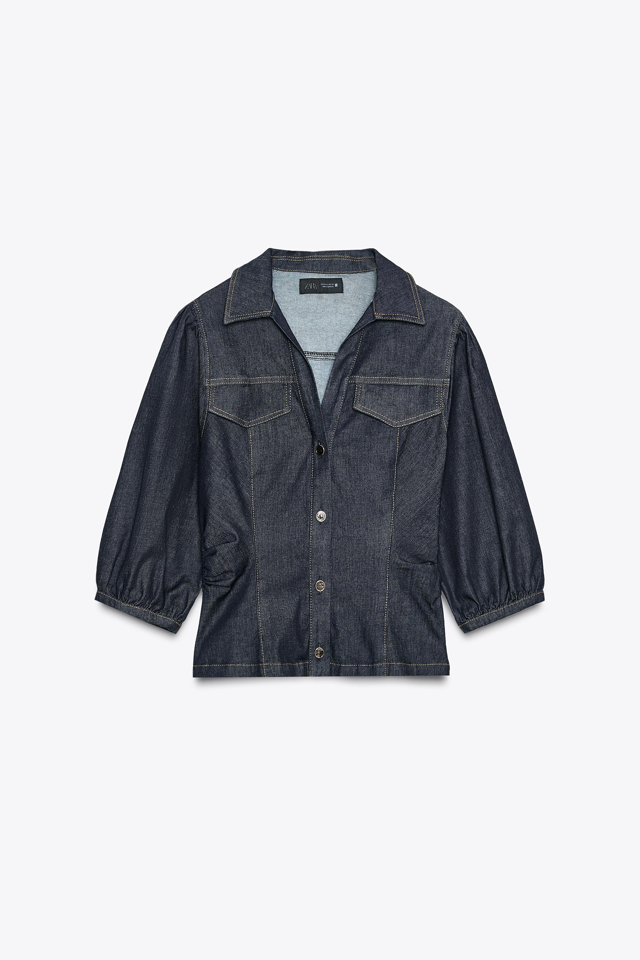 Z1975 FITTED DENIM PUFF SLEEVE SHIRT