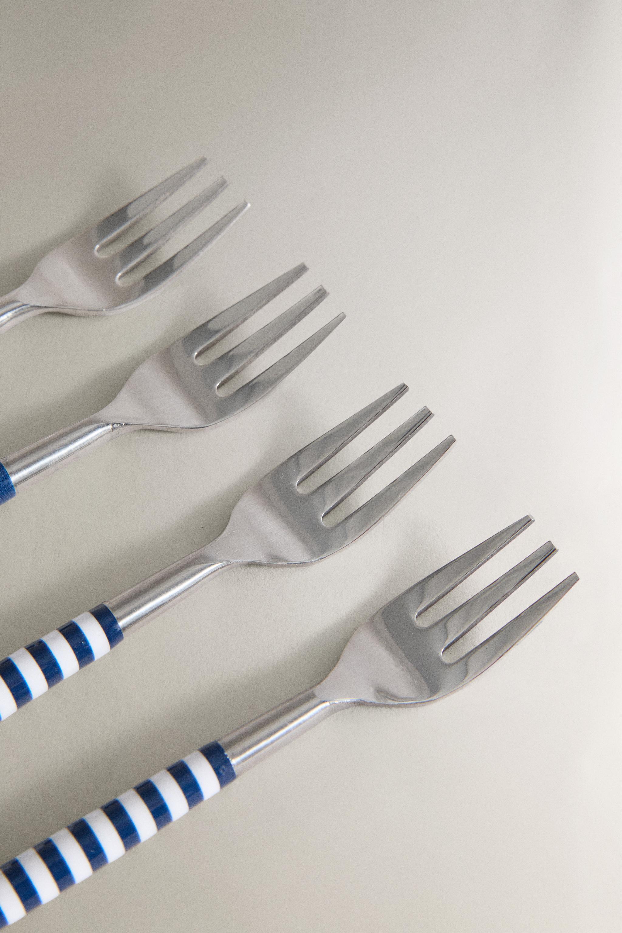 SET OF DESSERT FORKS WITH STRIPED HANDLES (SET OF 4)