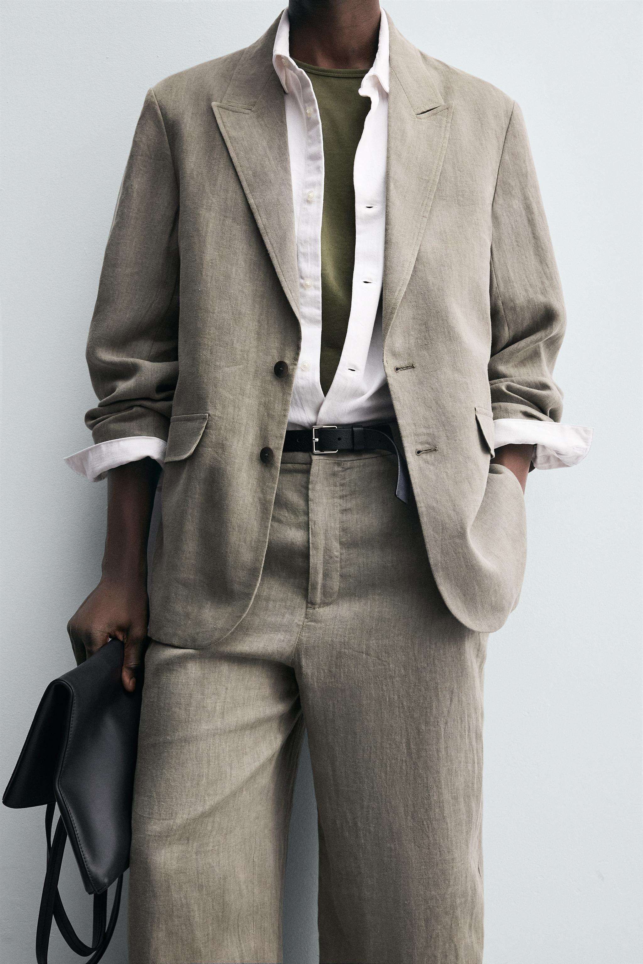 100% WASHED LINEN SUIT PANTS