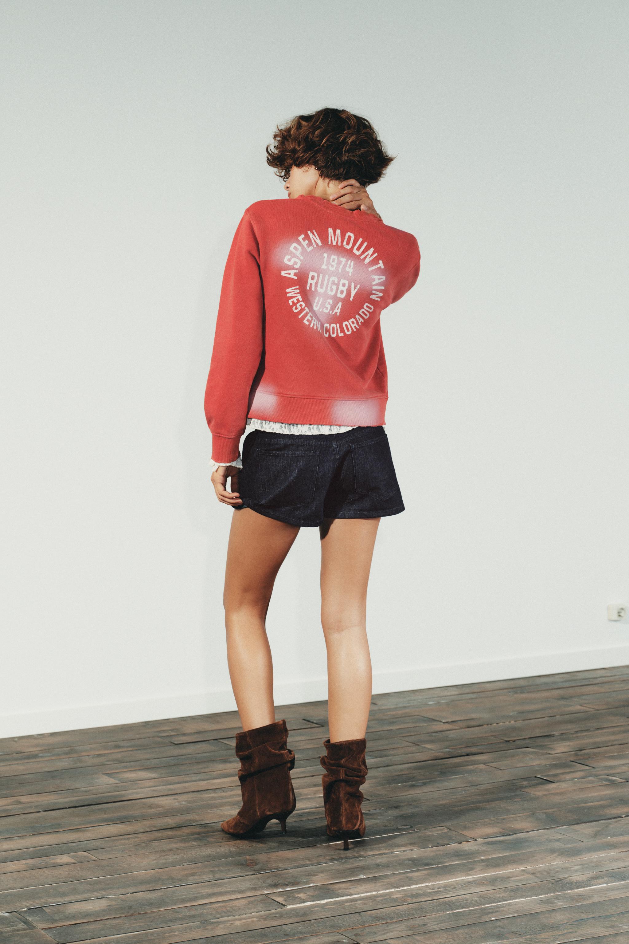 WASHED EFFECT TEXT SWEATSHIRT
