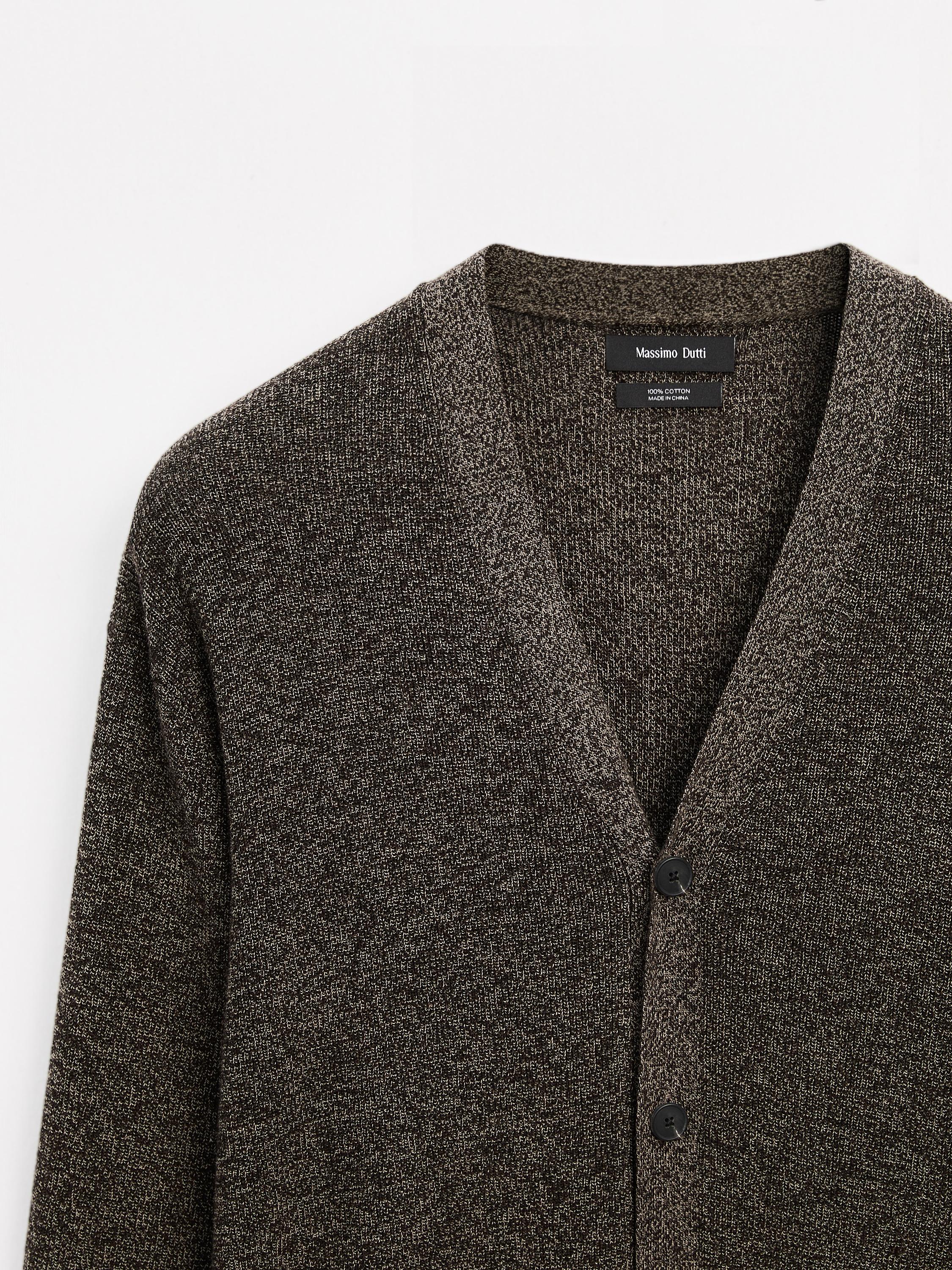 100% cotton mouliné knit cardigan