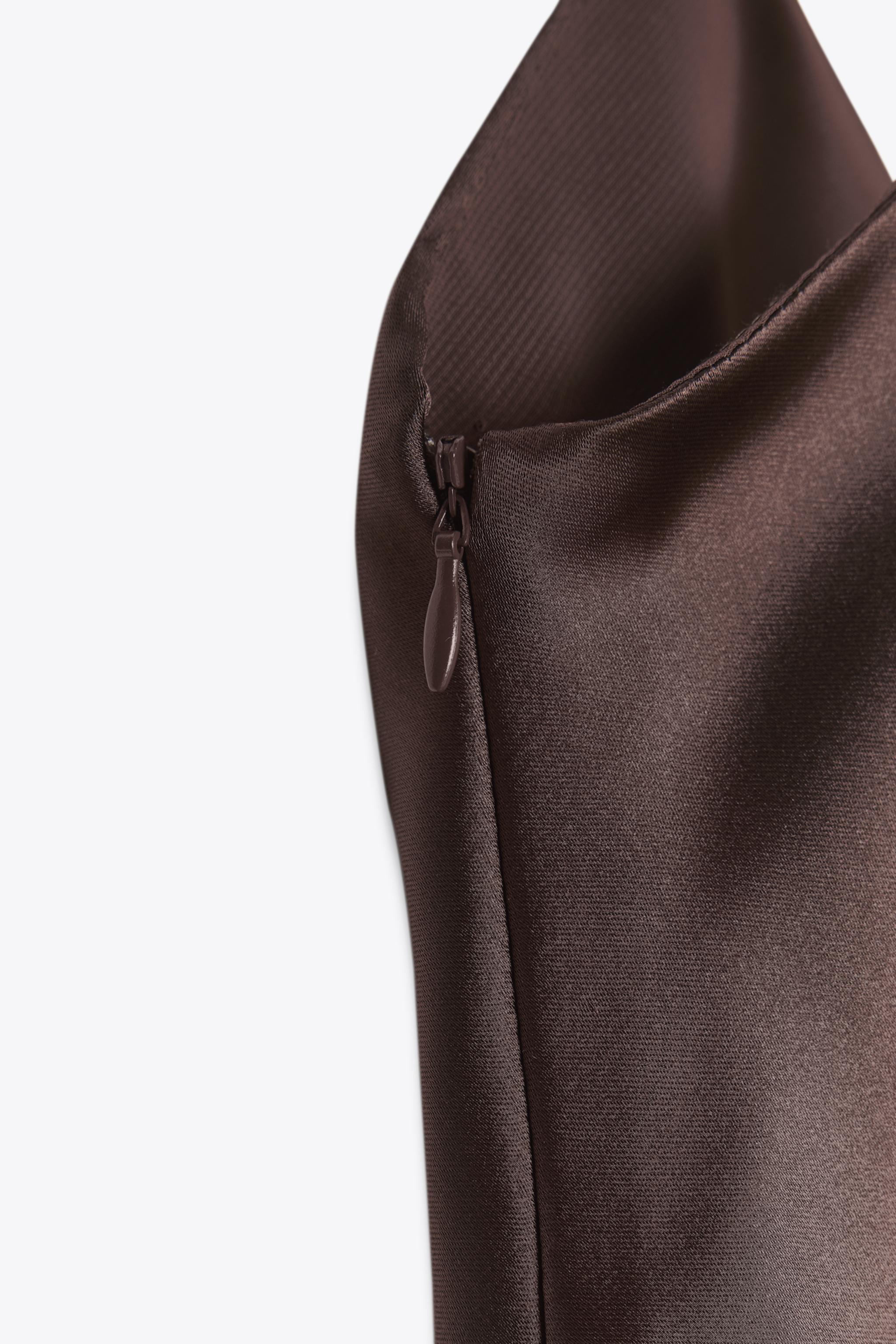 RUCHED SATIN EFFECT MIDI DRESS