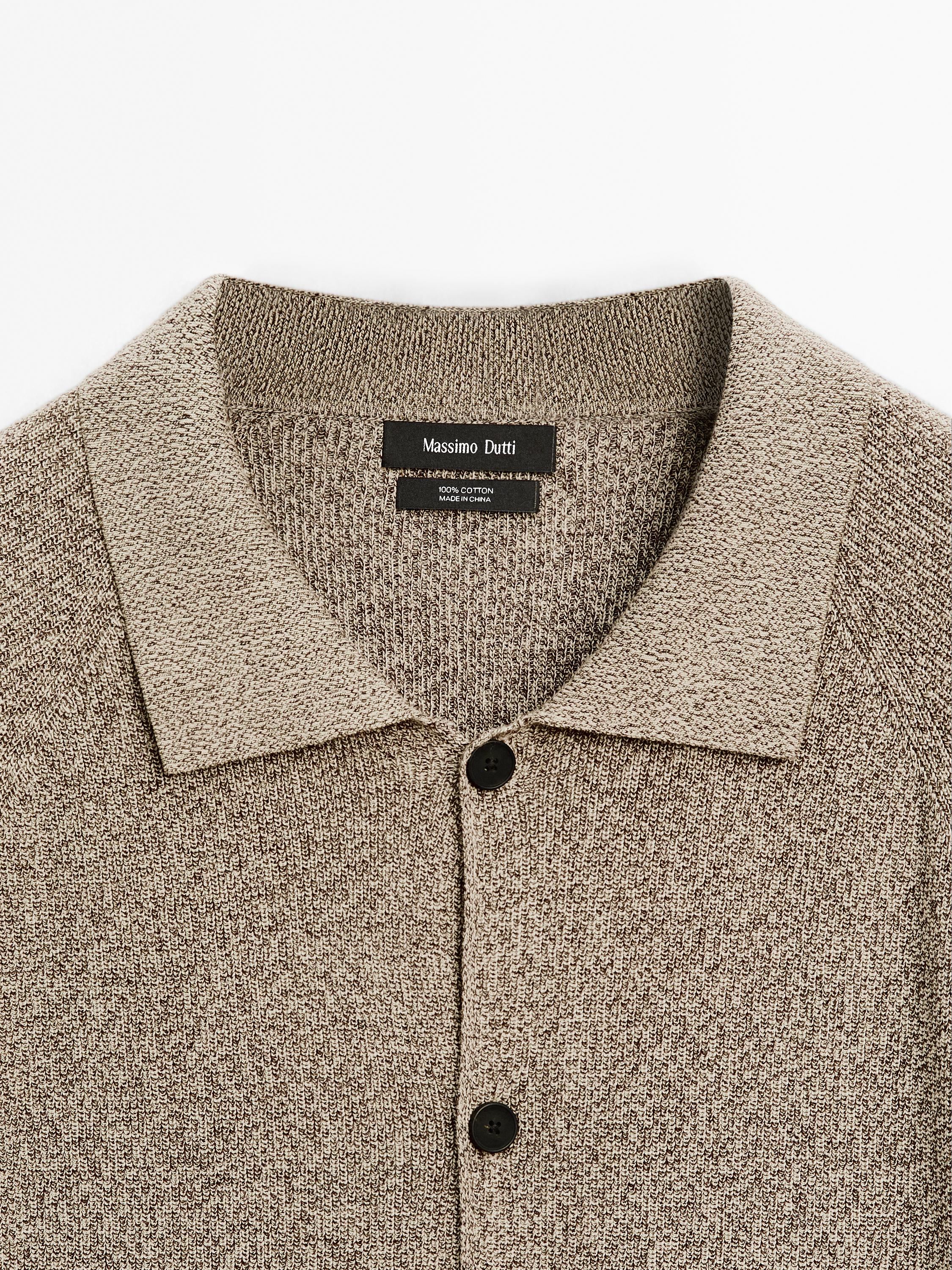 100% cotton mouliné knit cardigan