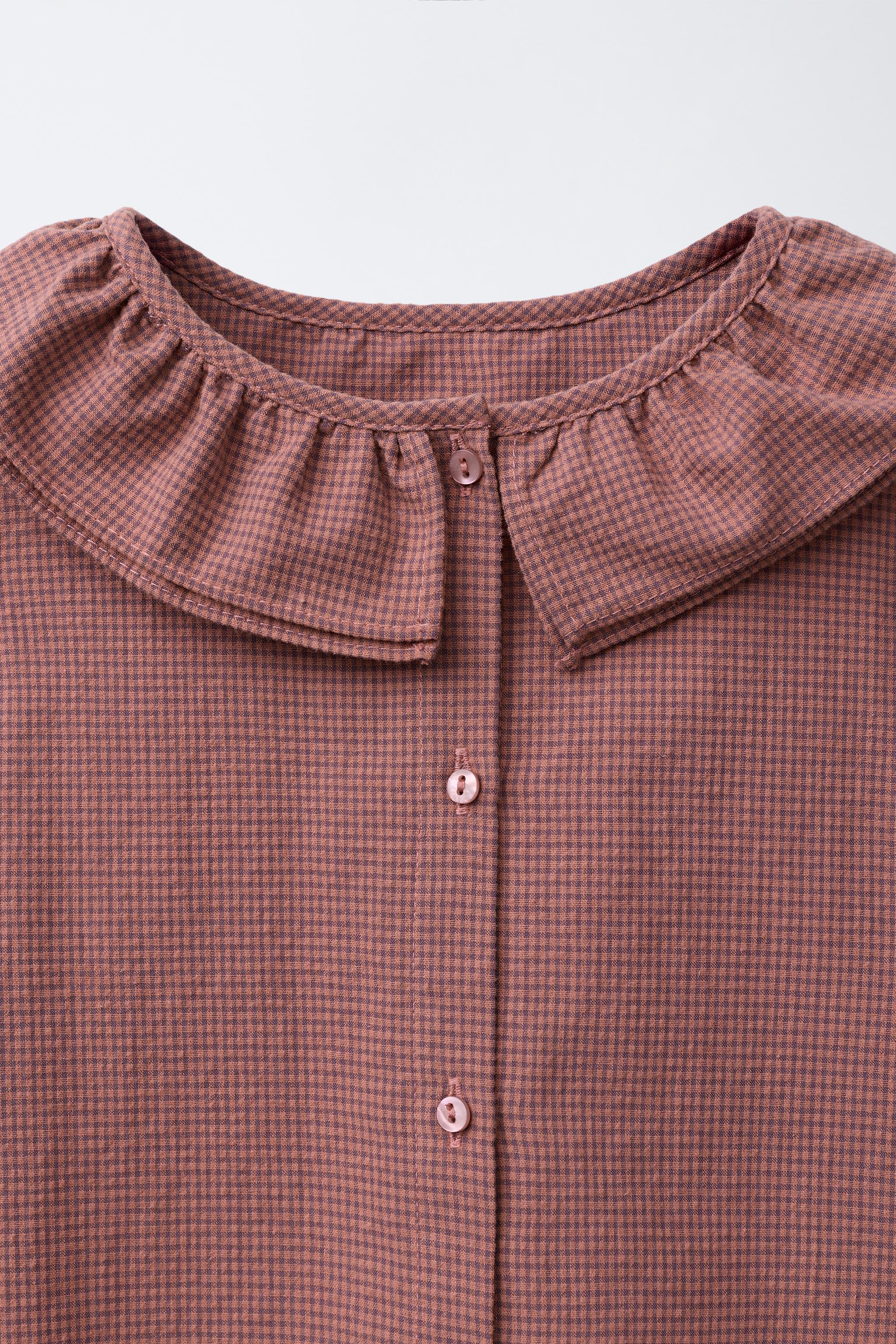 GINGHAM DOUBLE COLLAR SHIRT