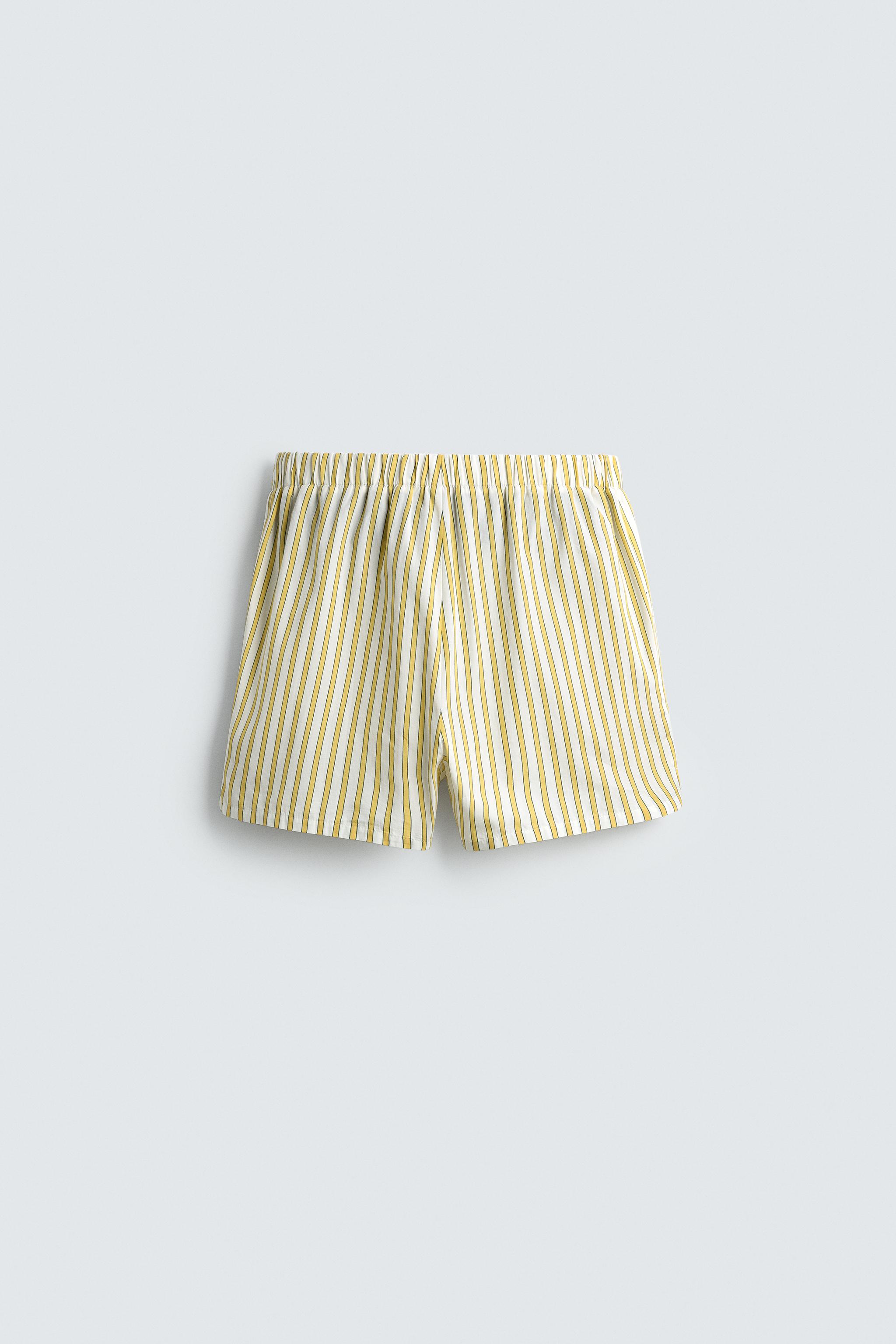 STRIPED EMBROIDERED SHORTS