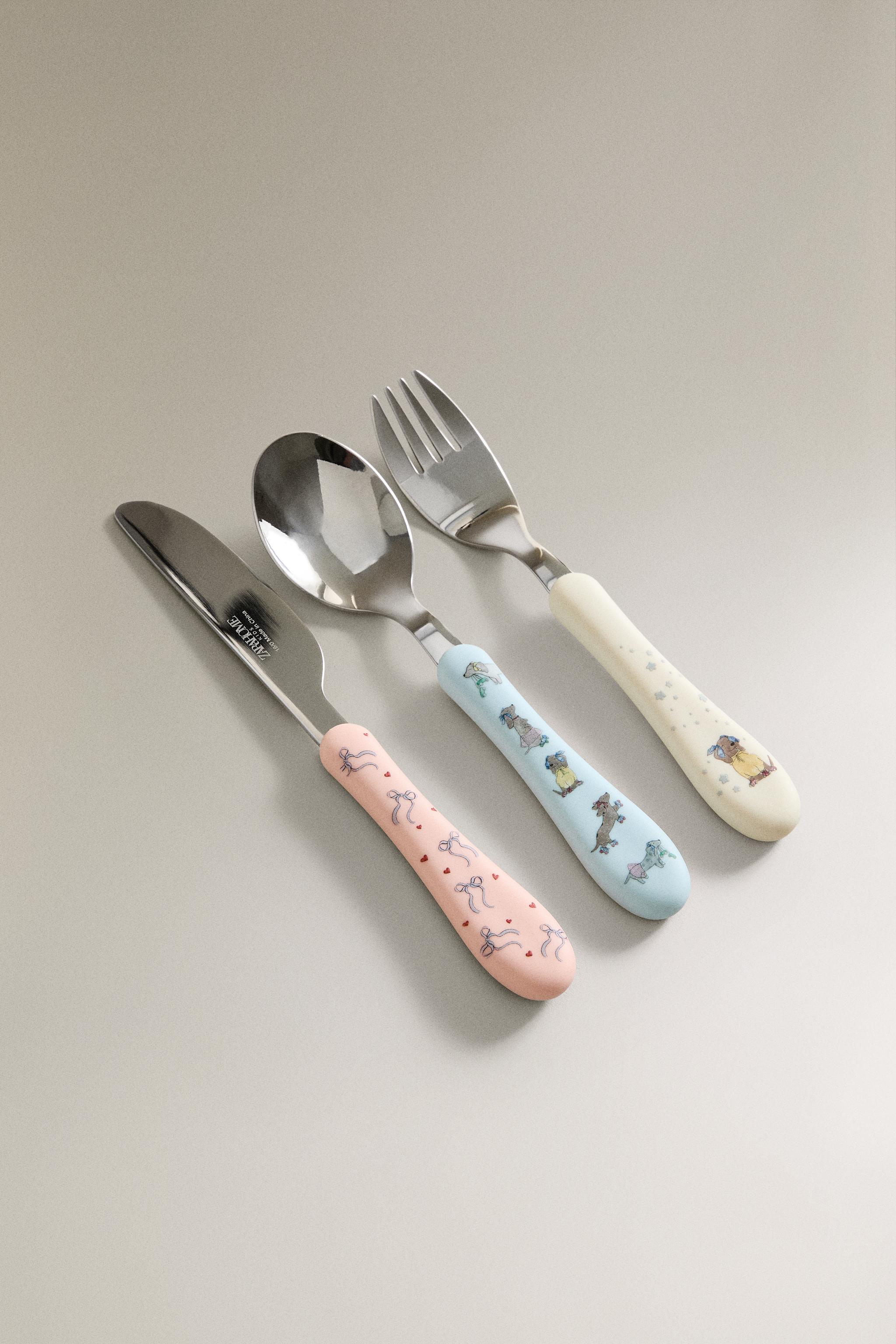 CHILDREN'S FLATWARE SET SKATING DOG