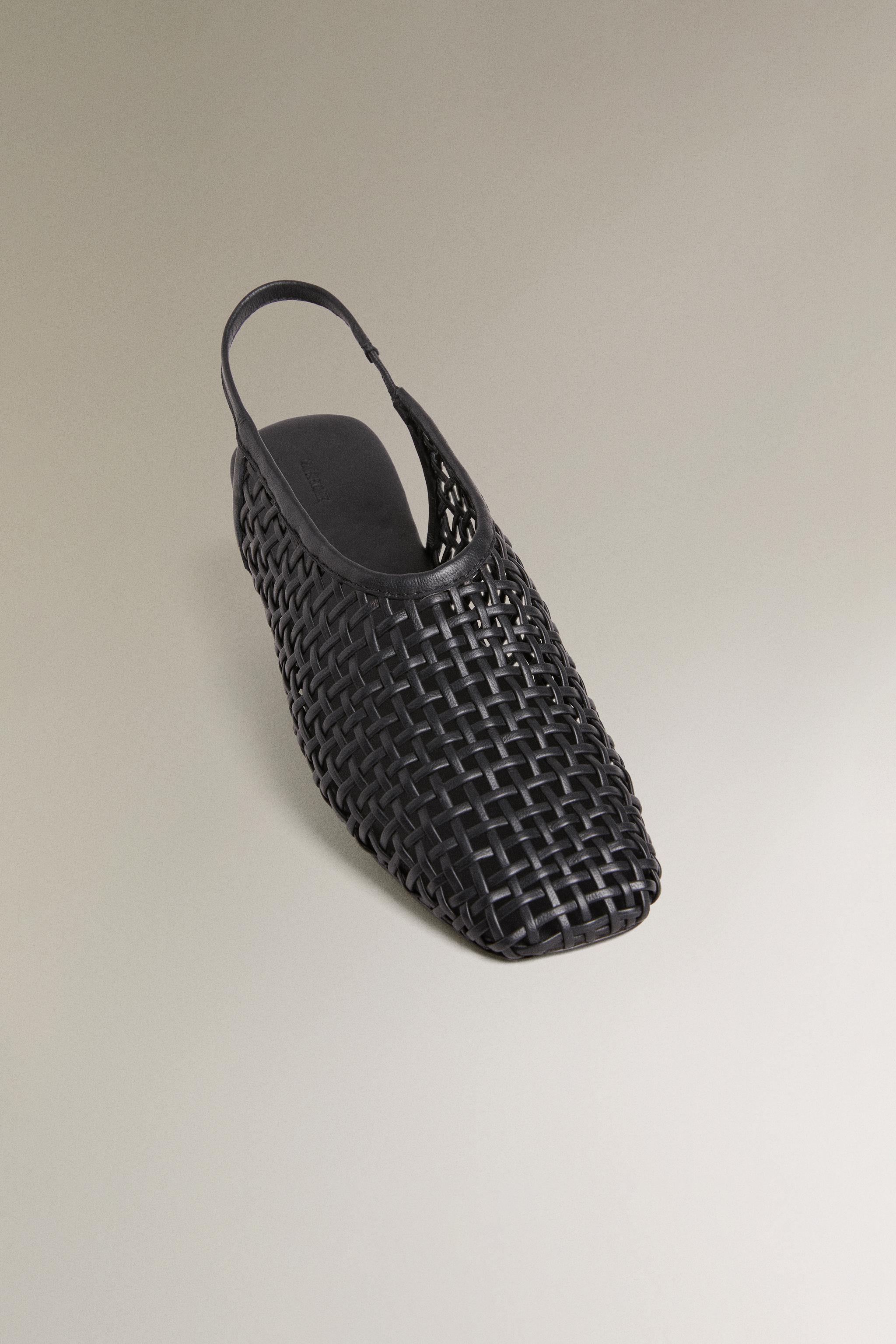 BRAIDED LEATHER SLINGBACK BALLET FLATS