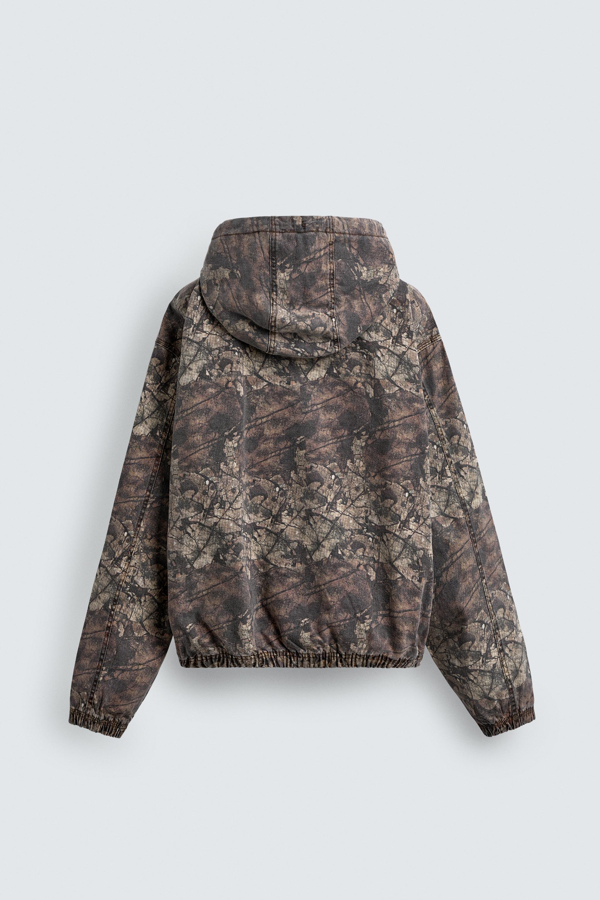 ABSTRACT PRINT HOODED JACKET