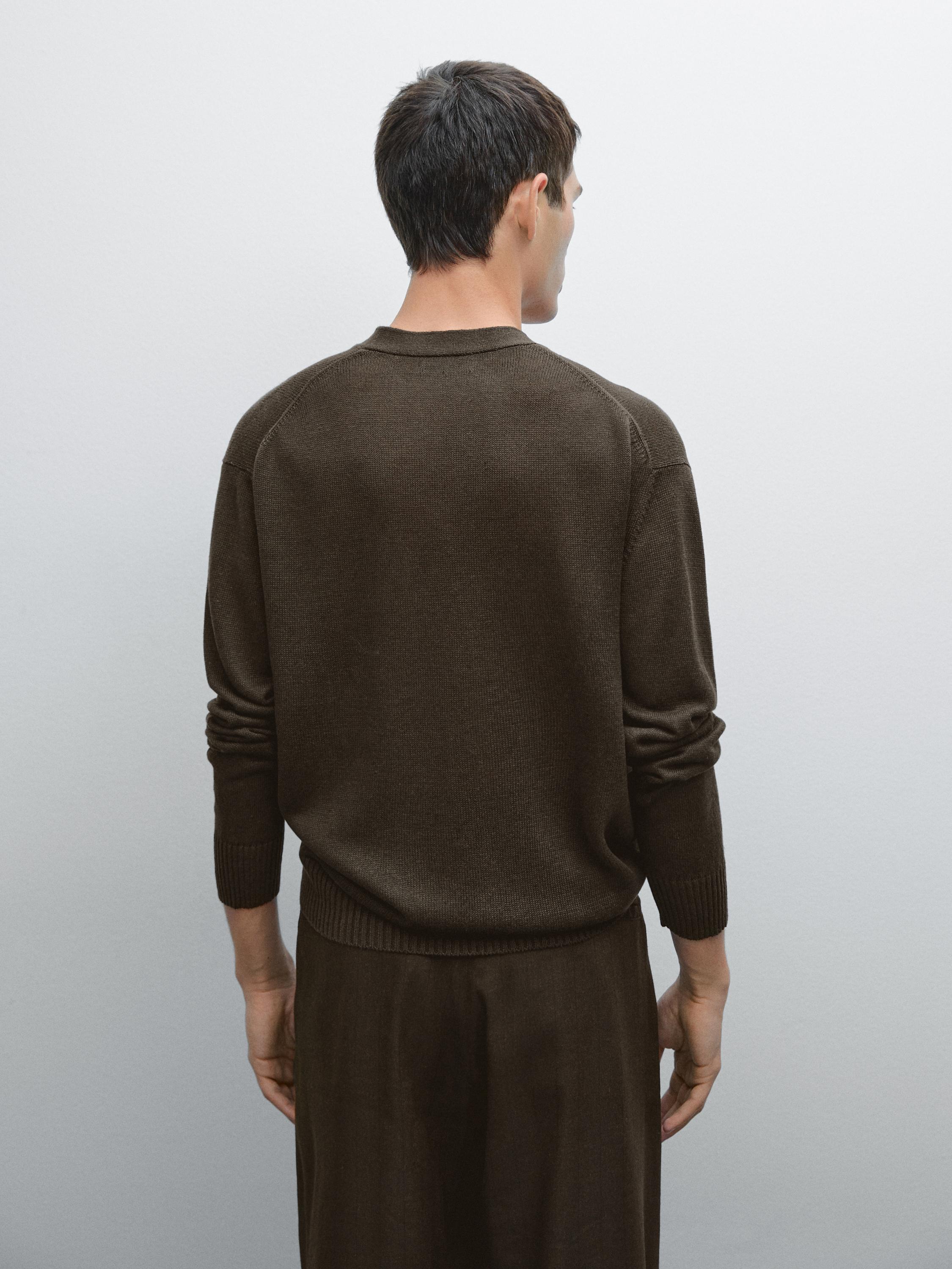 Linen blend knit cardigan