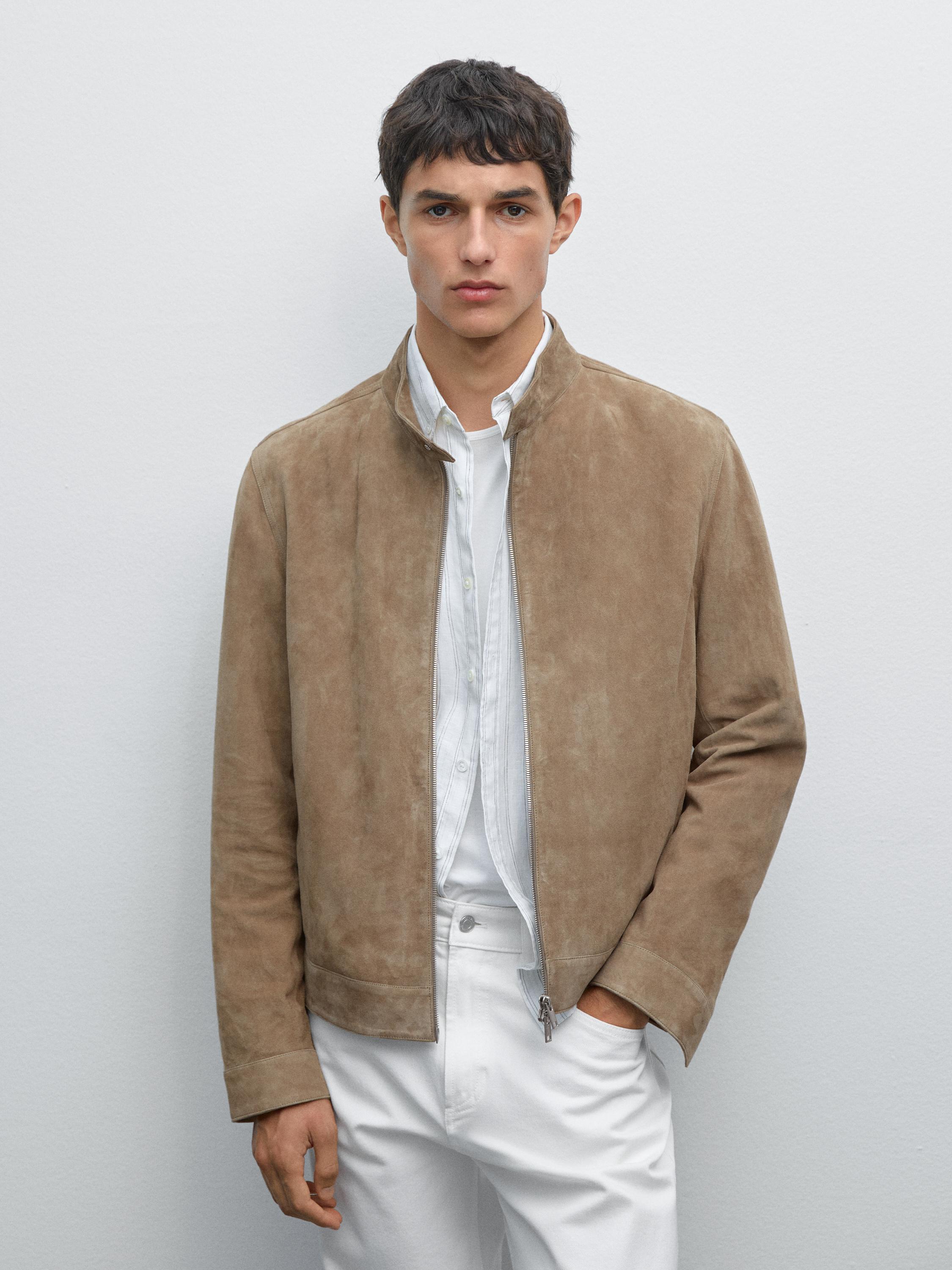 Short suede goatskin jacket