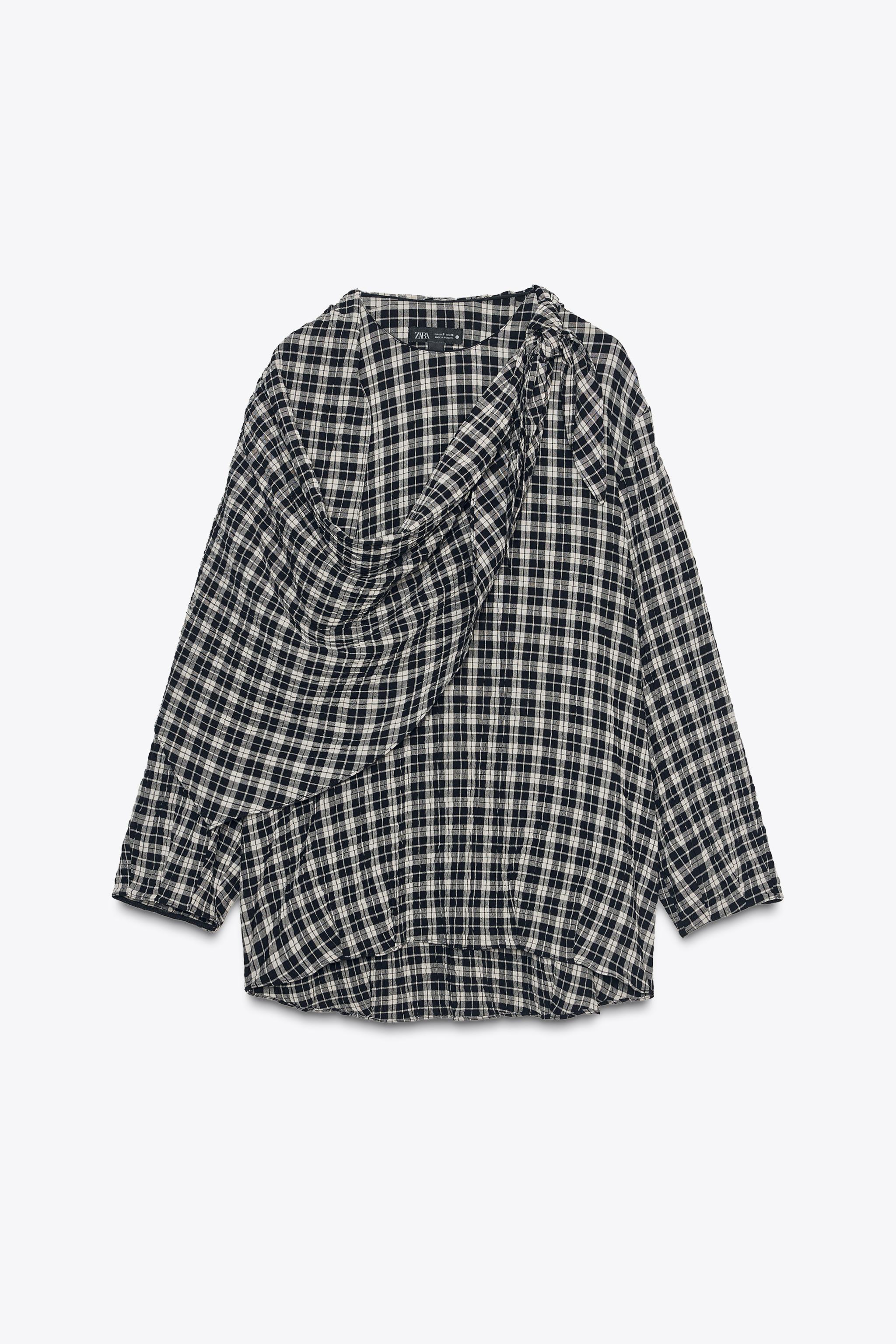 ZW COLLECTION PLAID SCARF SHIRT