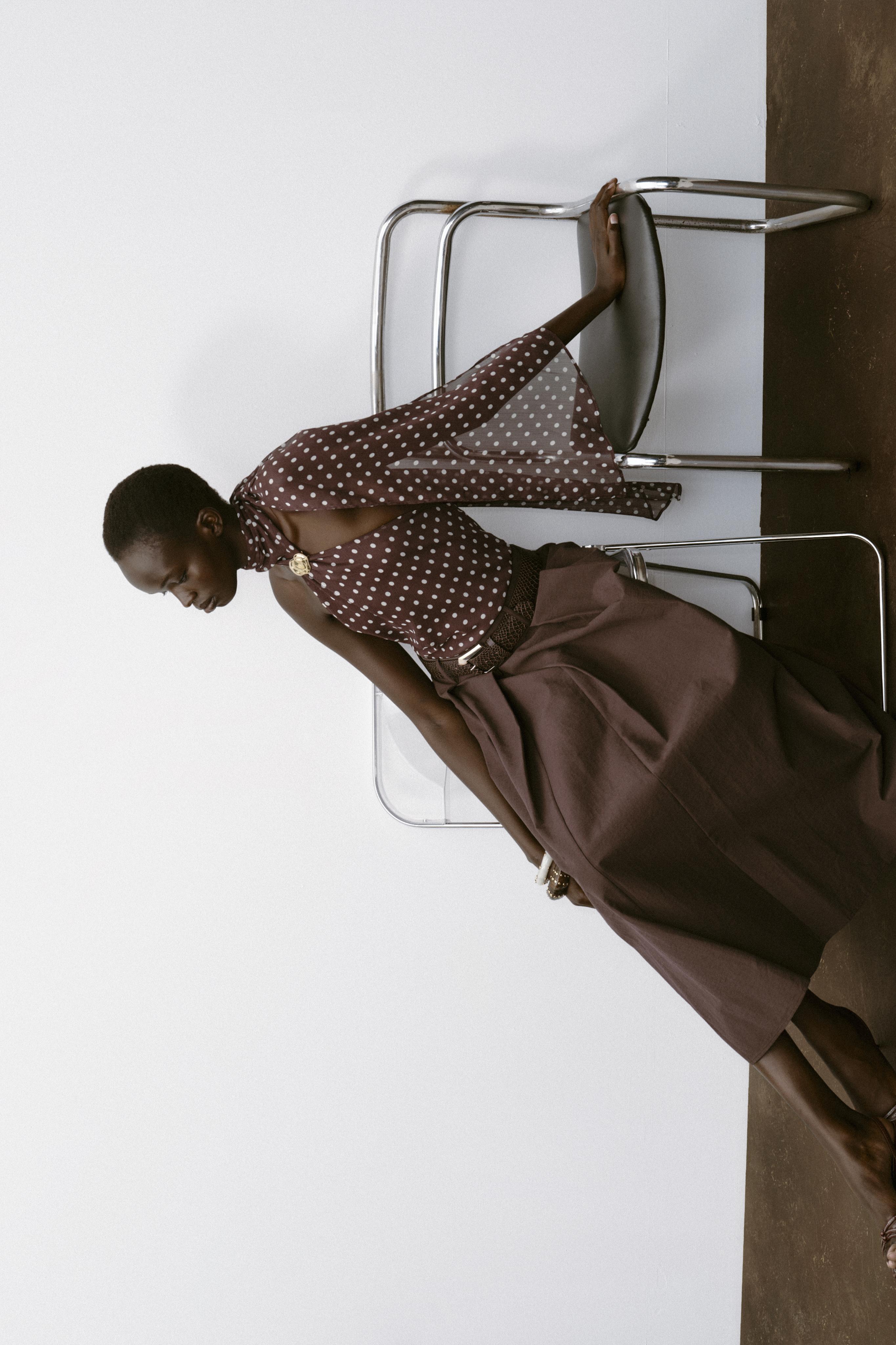 BELTED MIDI A-LINE SKIRT