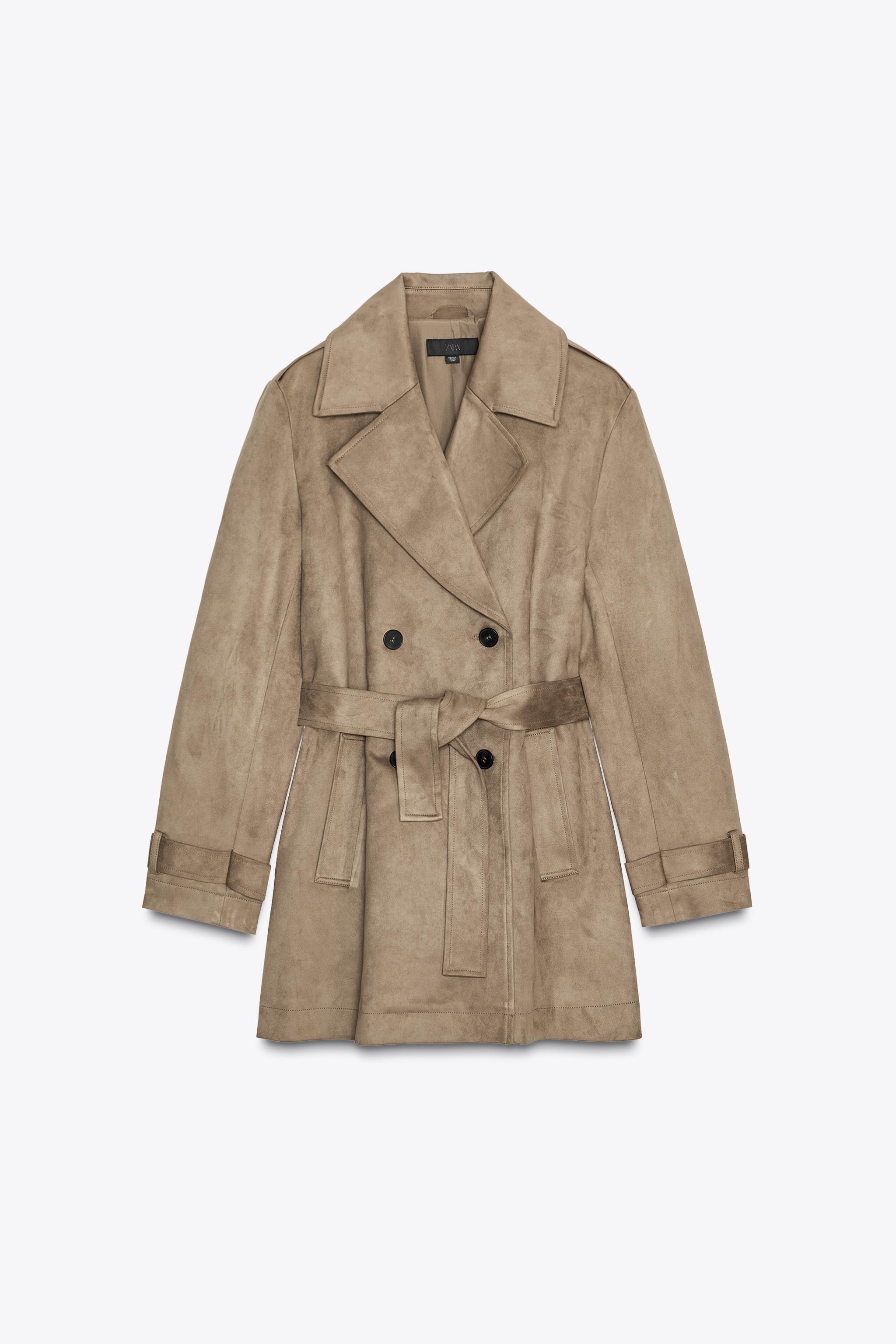 FAUX SUEDE TRENCH COAT