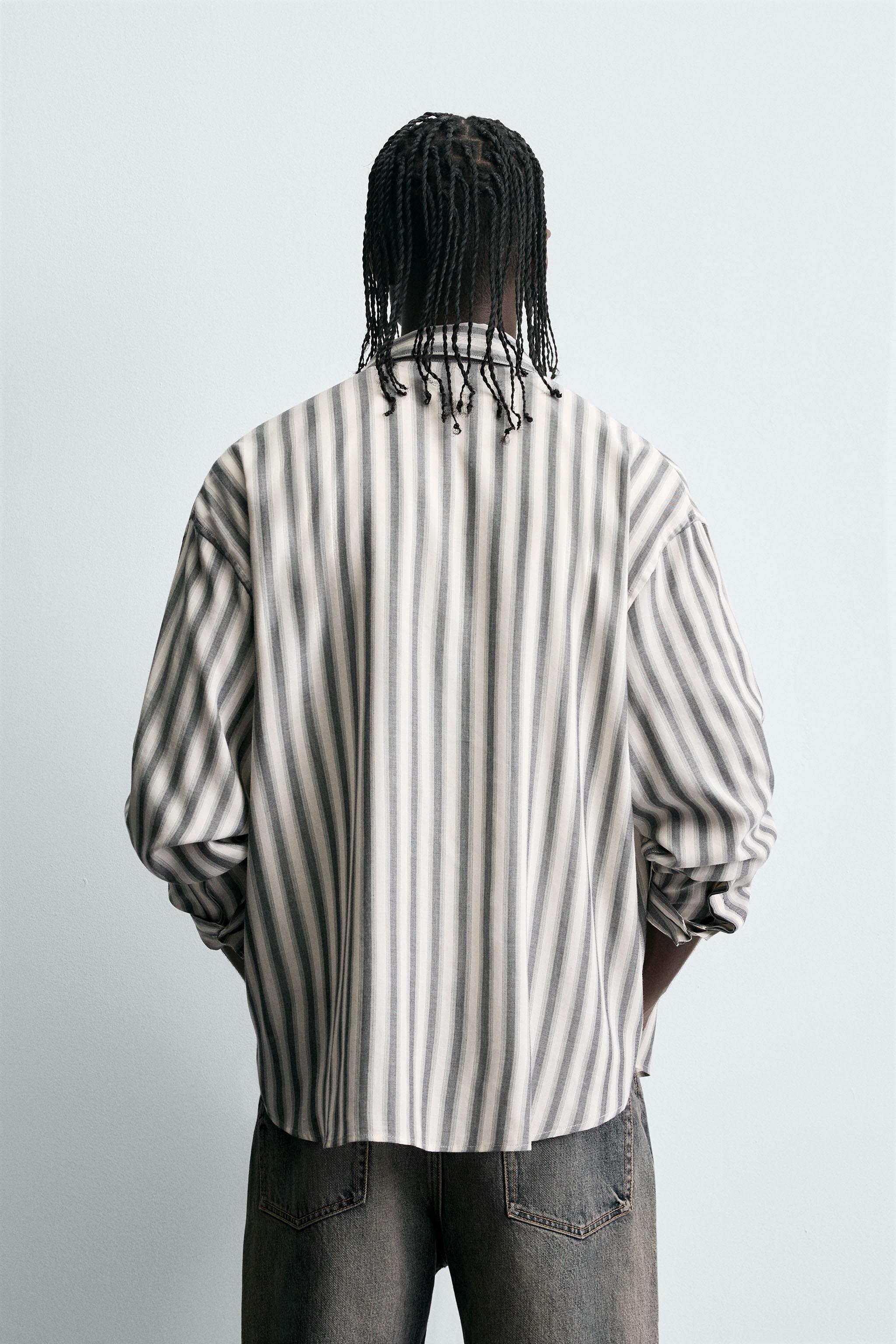 STRIPED COTTON-VISCOSE SHIRT