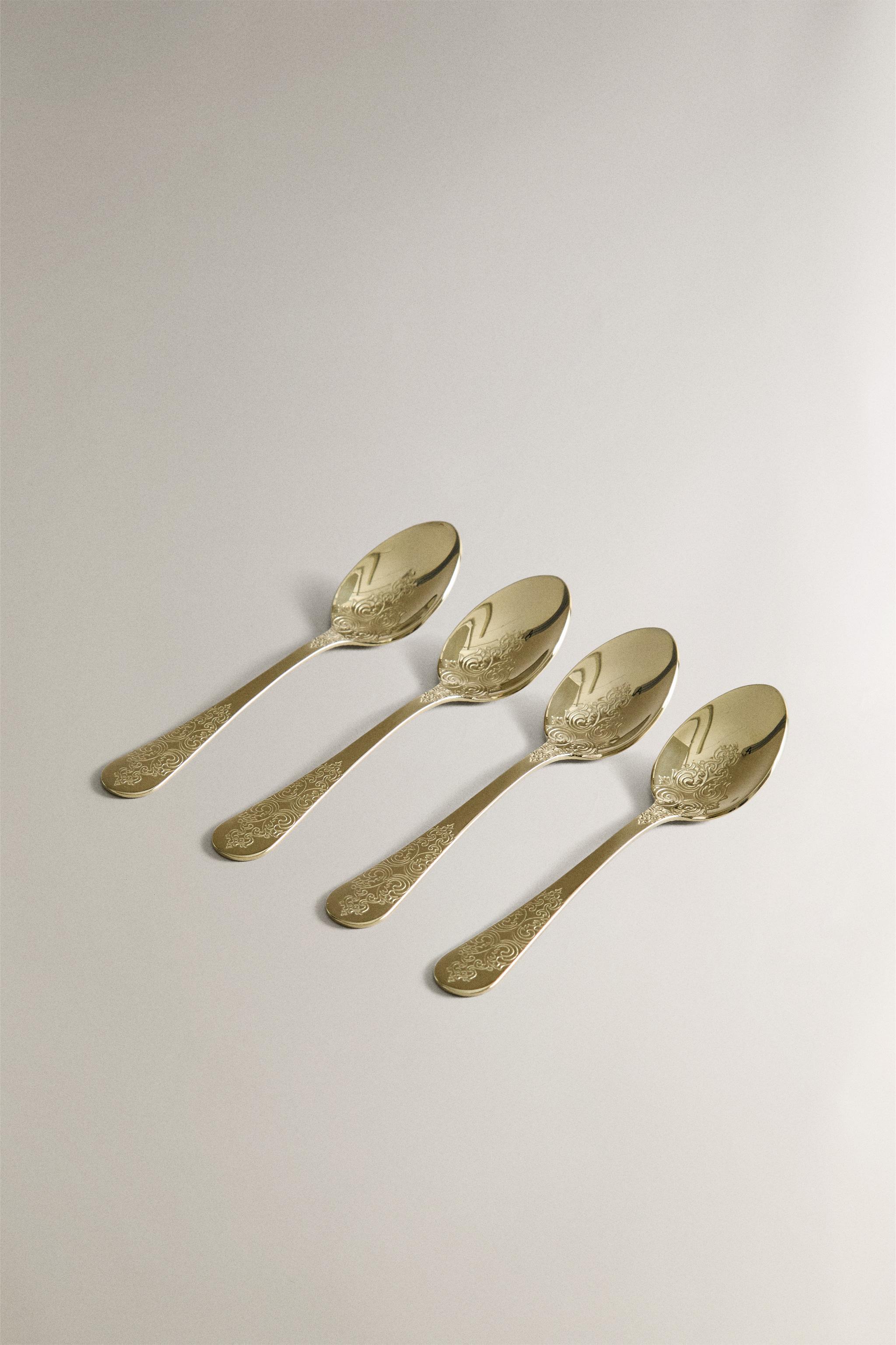 SET OF ENGRAVED DESSERT SPOONS (SET OF 4)