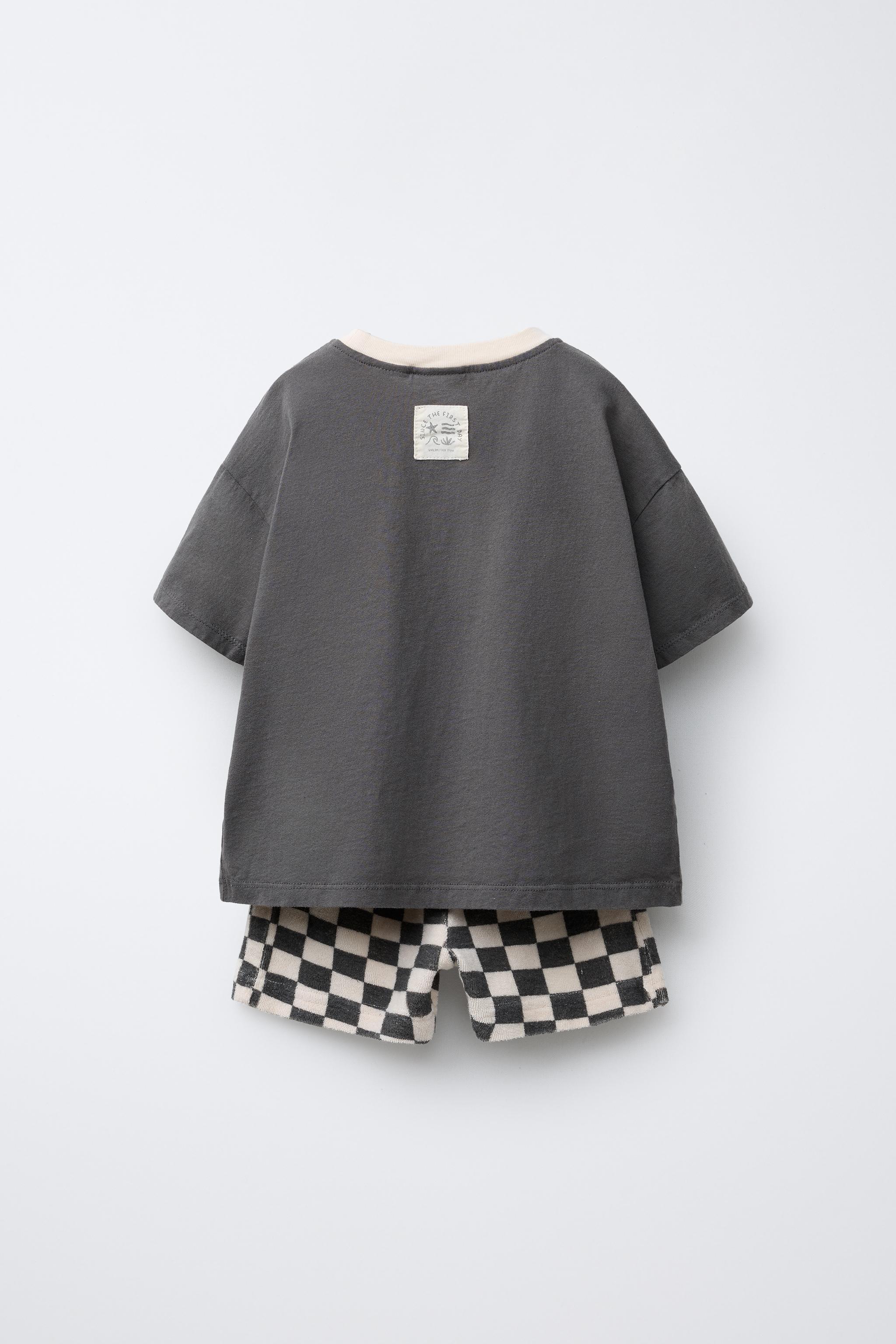 CHECKERBOARD T-SHIRT AND BERMUDA JOGGING SET