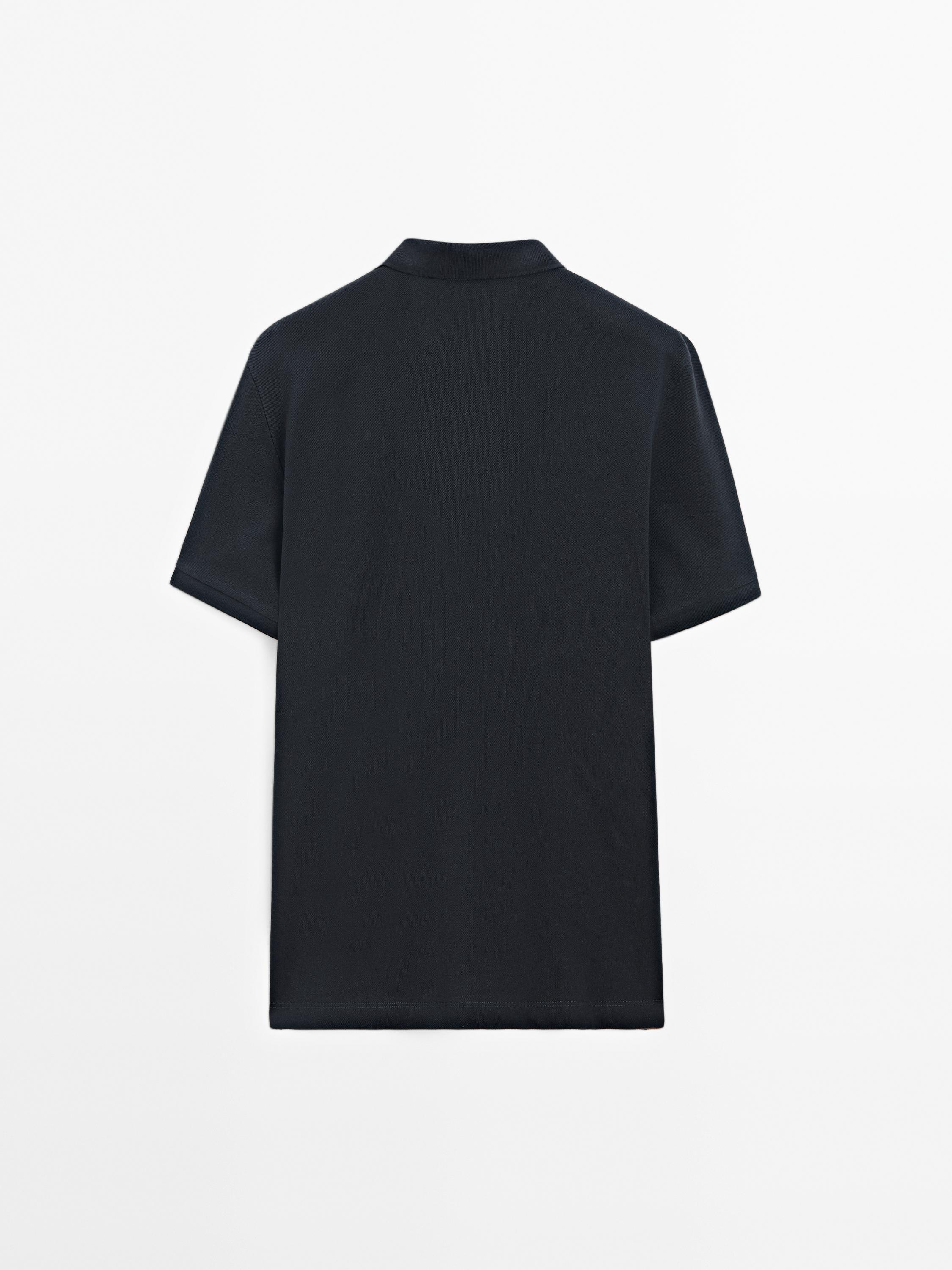 Micro textured piqué cotton polo shirt