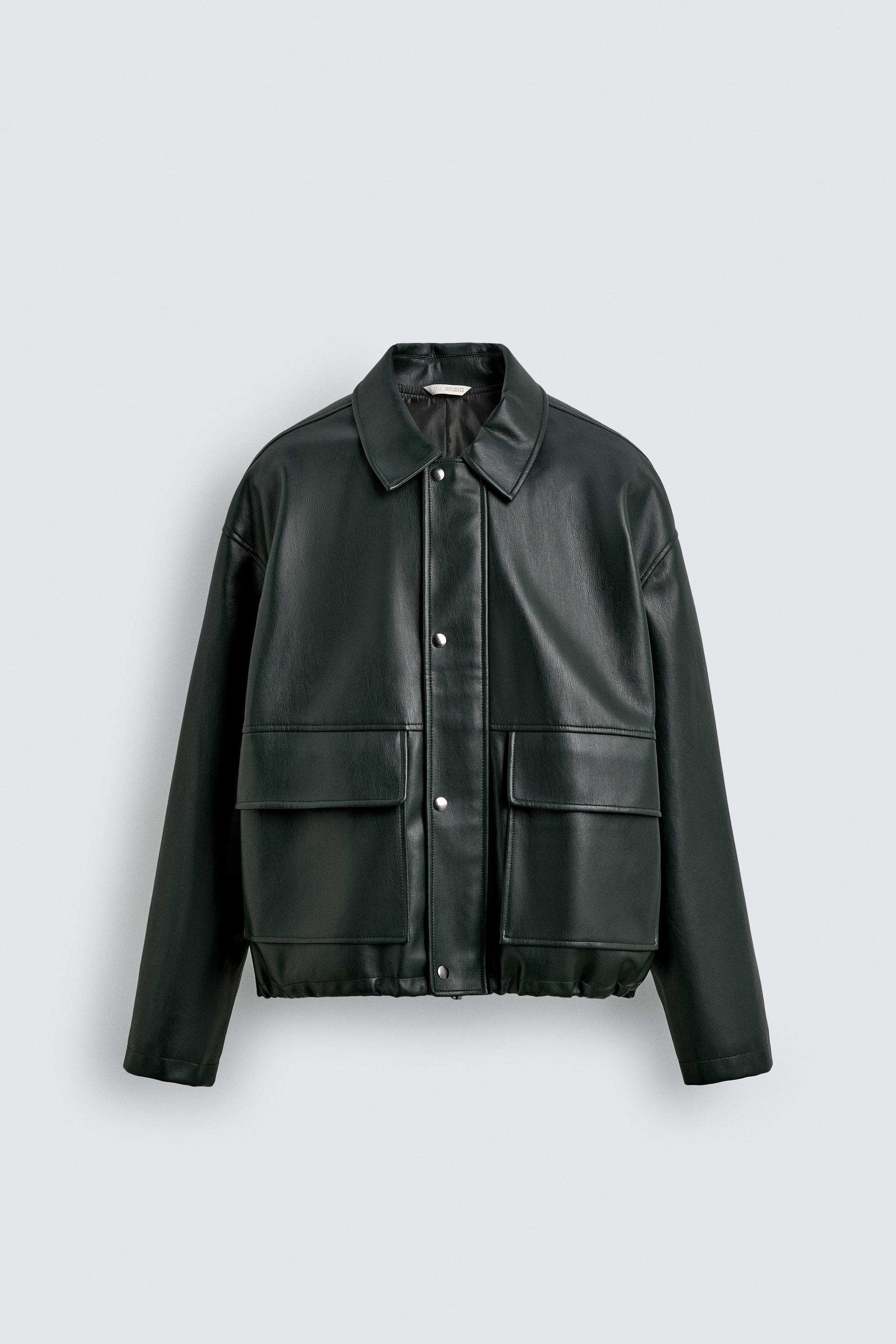 FAUX LEATHER POCKET JACKET