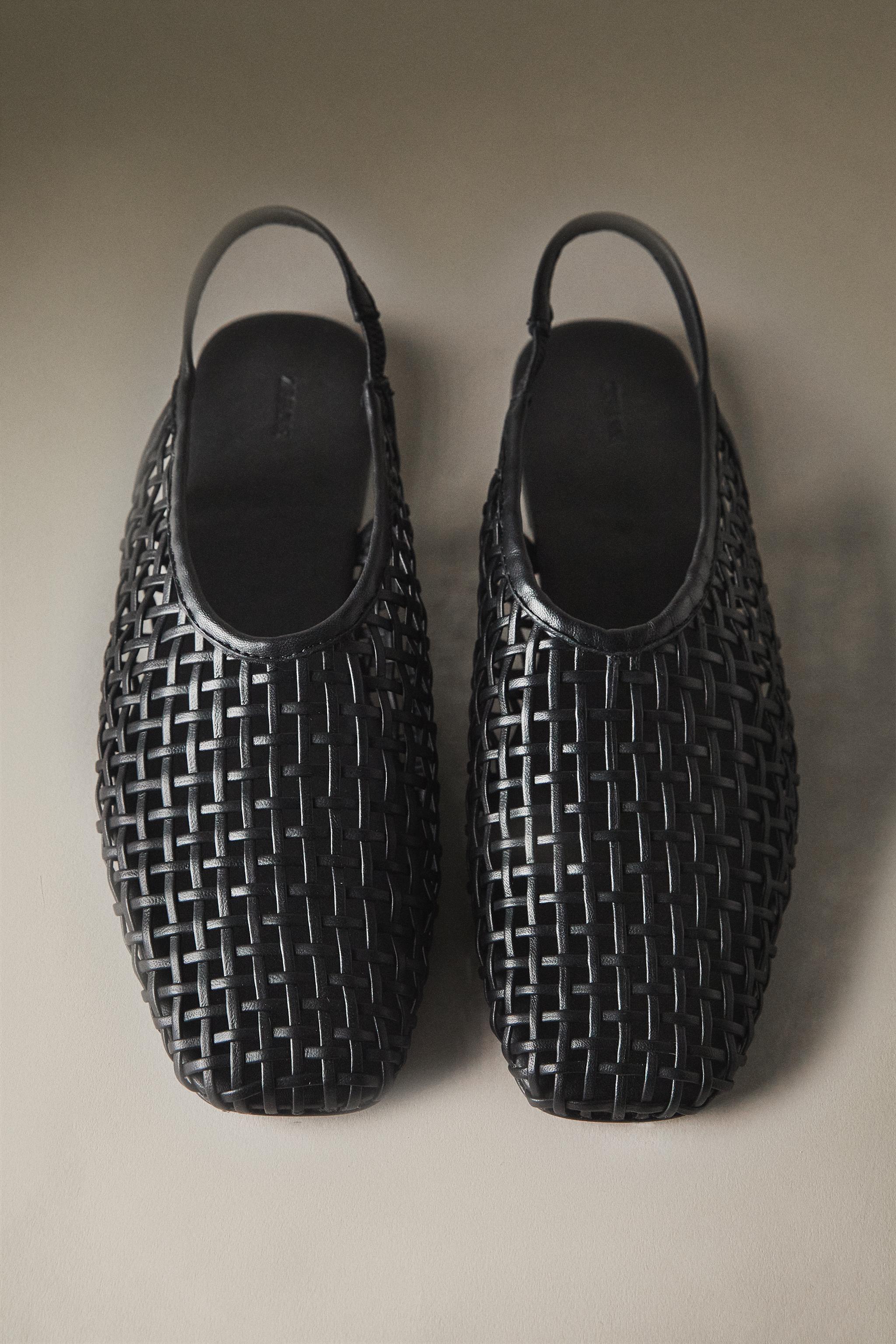 BRAIDED LEATHER SLINGBACK BALLET FLATS