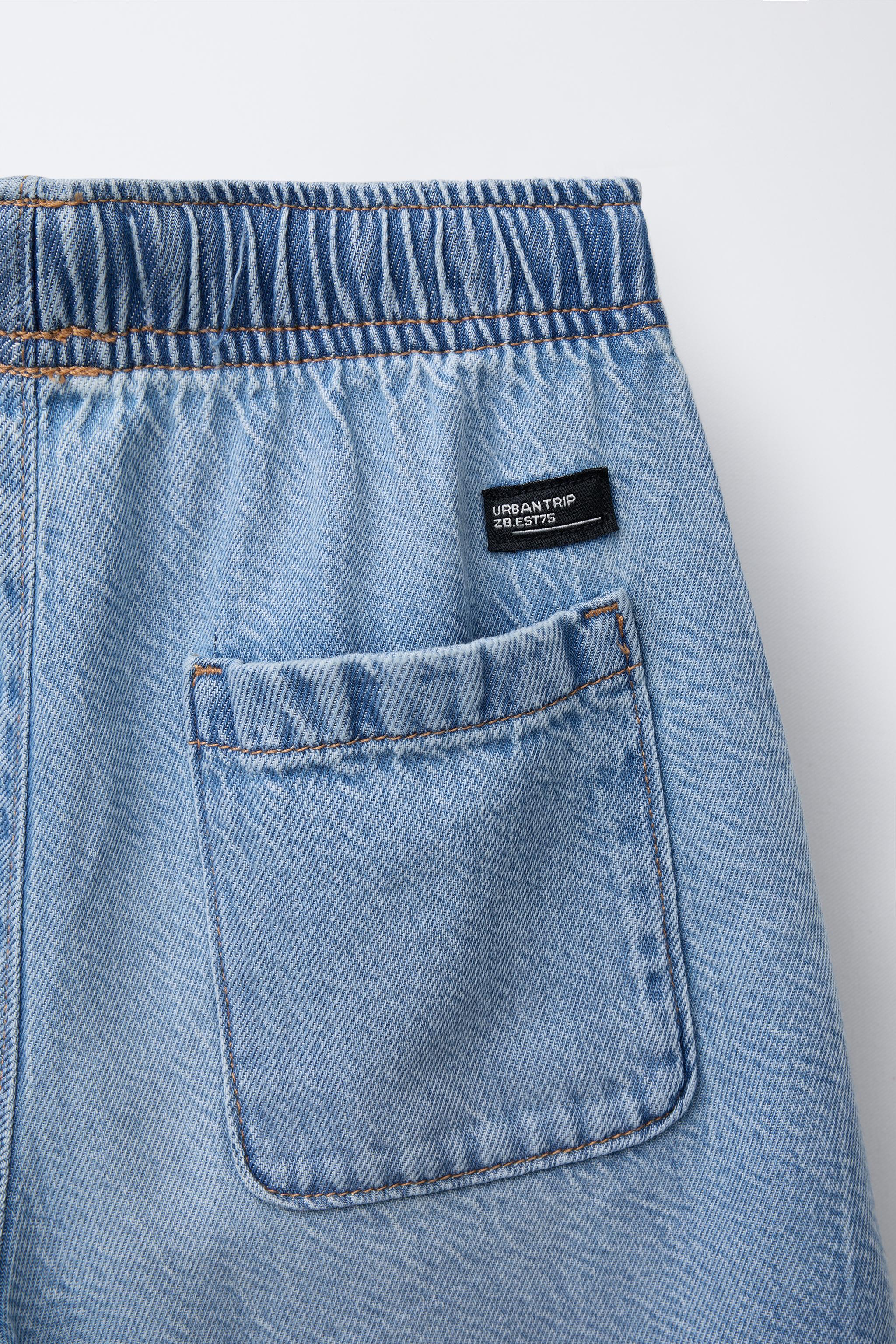 LOOSE DENIM CARGO SHORTS
