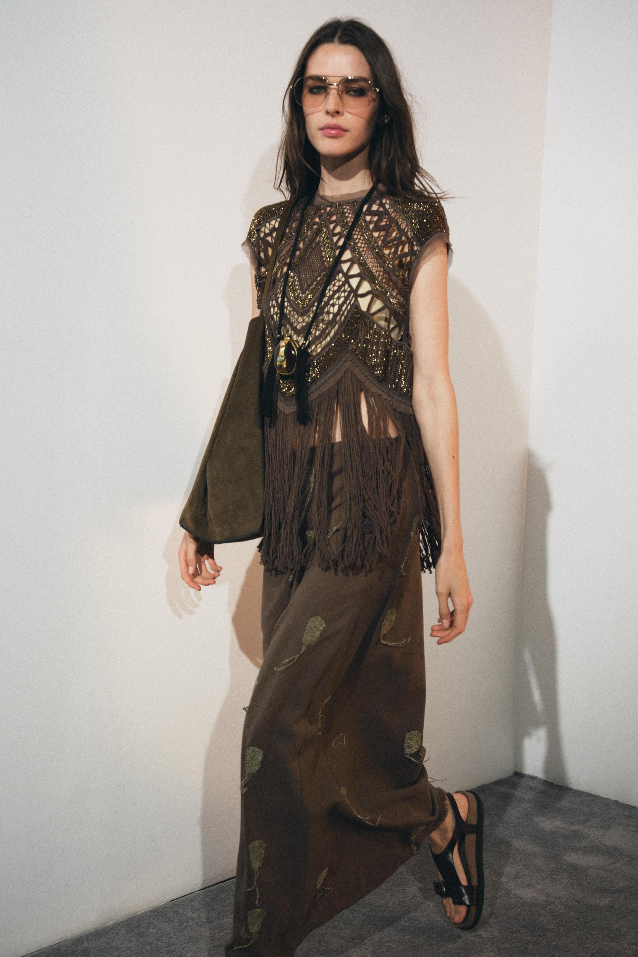 ZW COLLECTION LINEN EMBROIDERED SKIRT