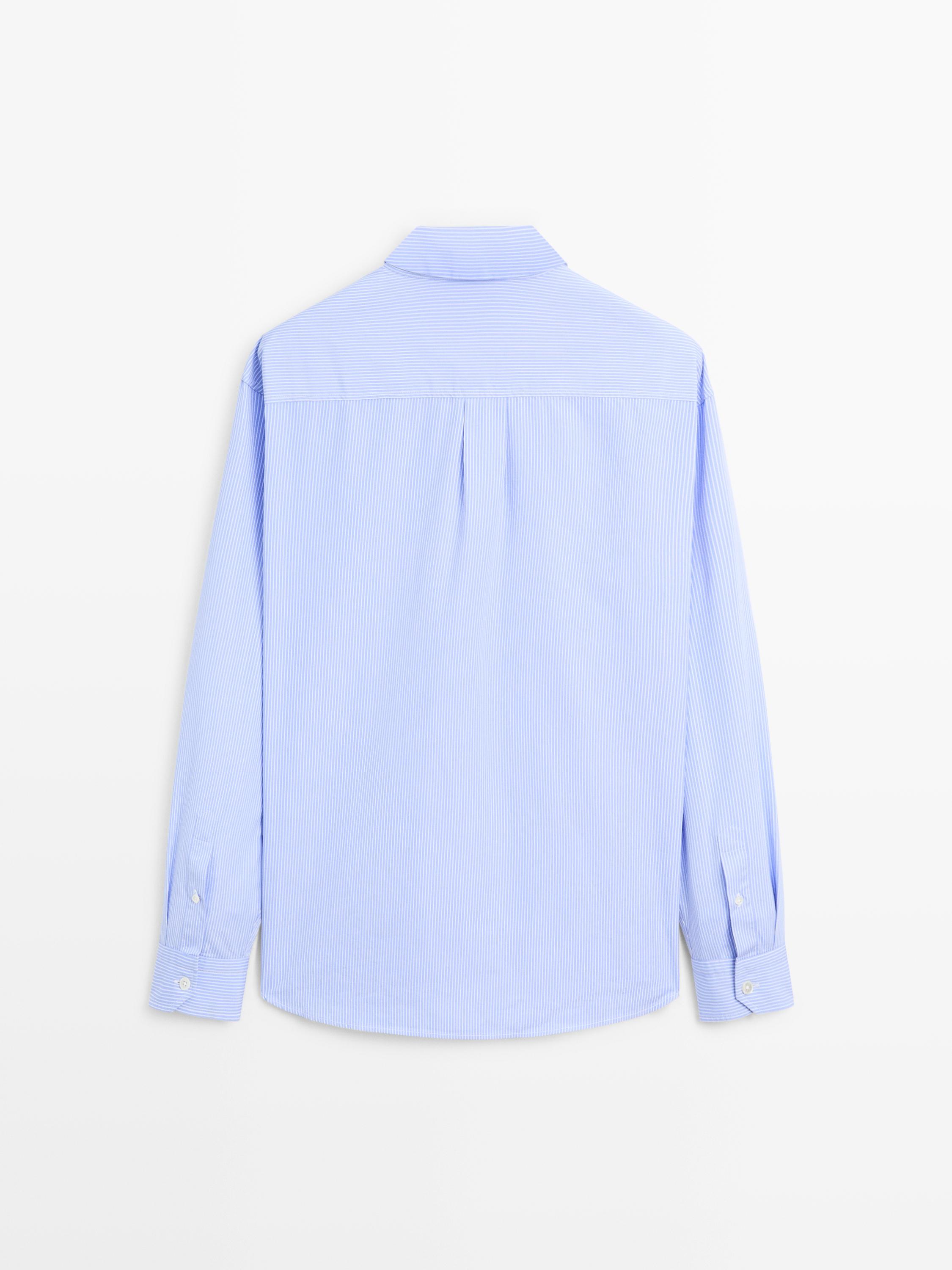 Regular fit striped poplin shirt