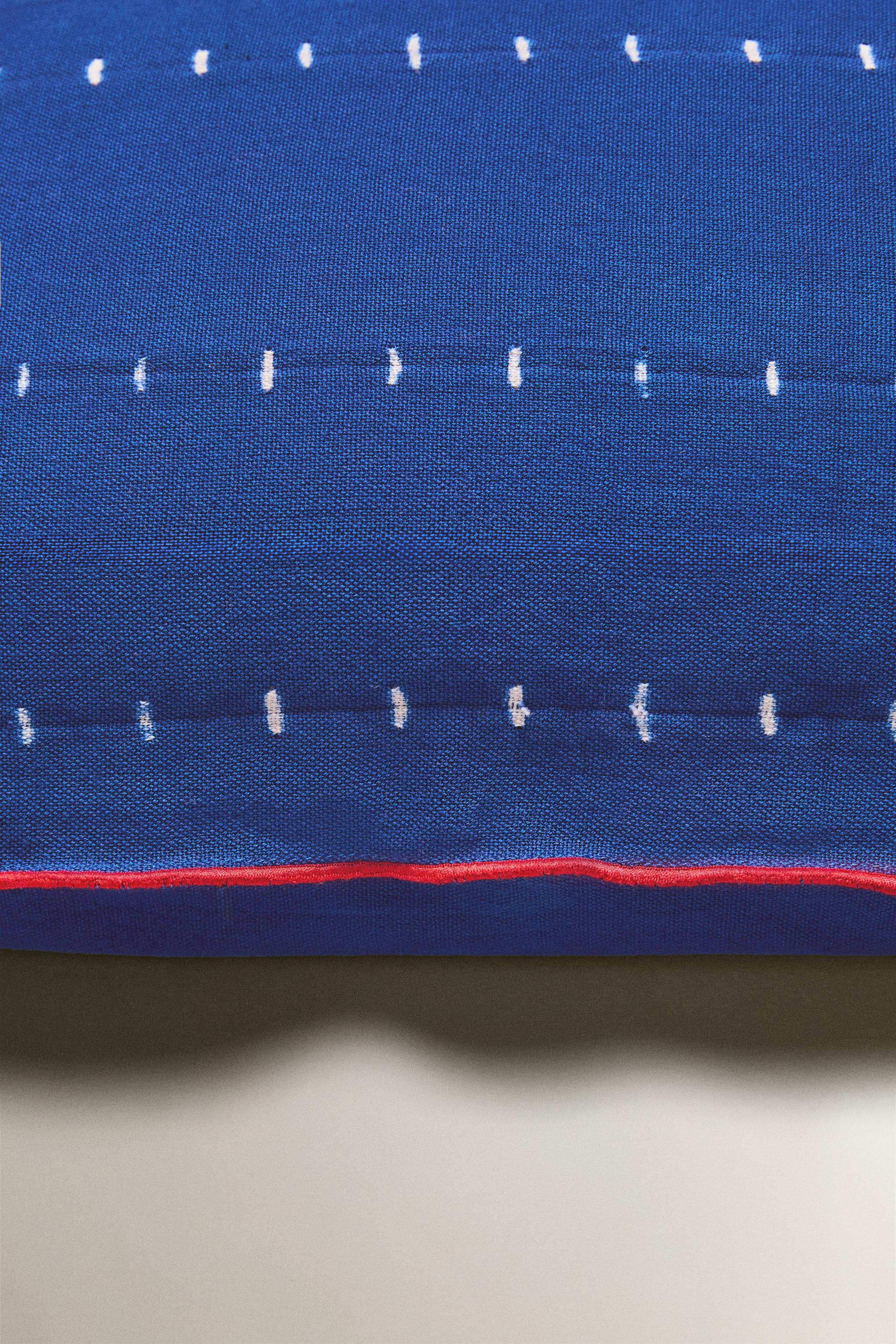 TIE-DYE COTTON THROW PILLOW COVER WITH PIPING X TENSIRA