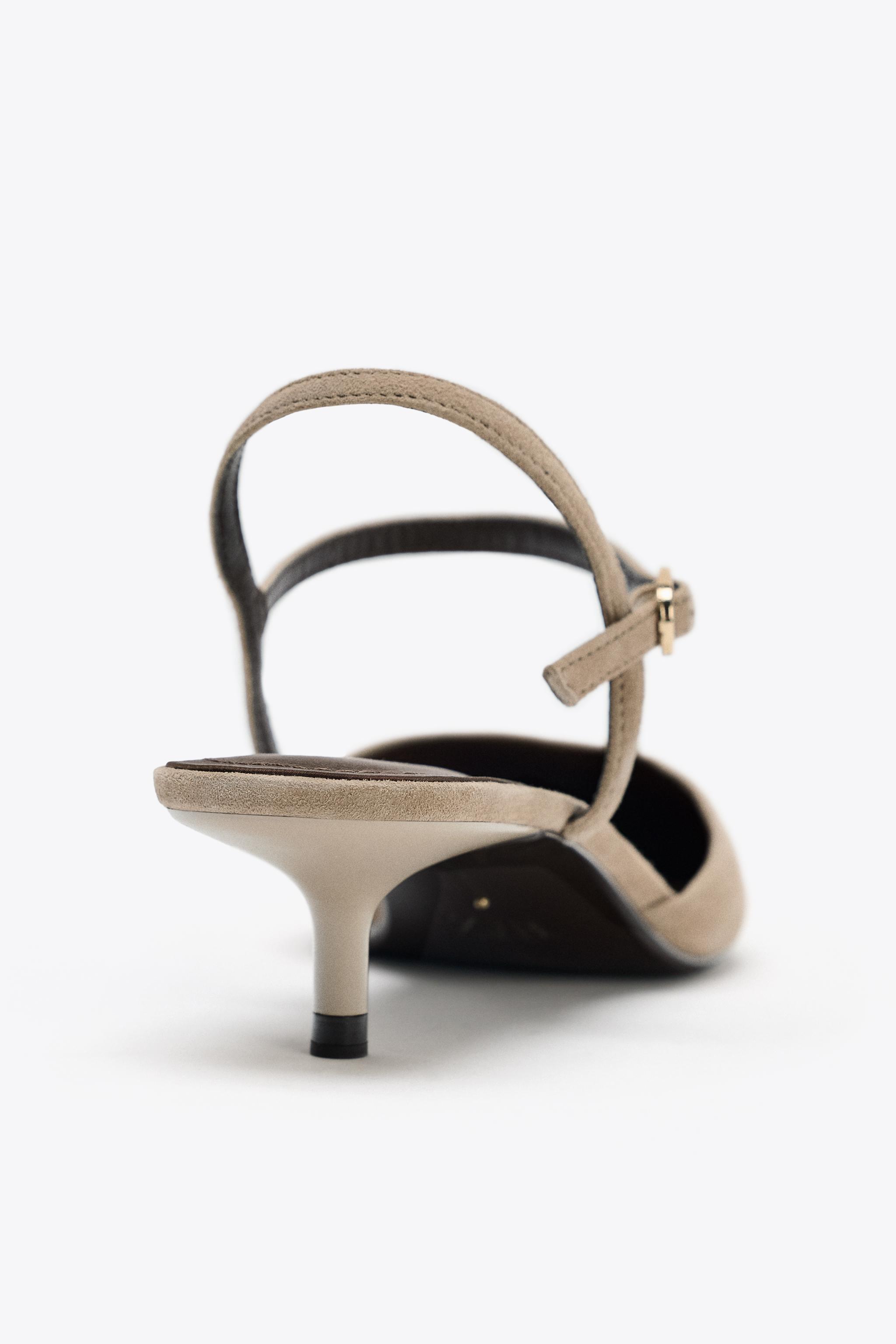 SUEDE KITTEN HEEL SLINGBACKS