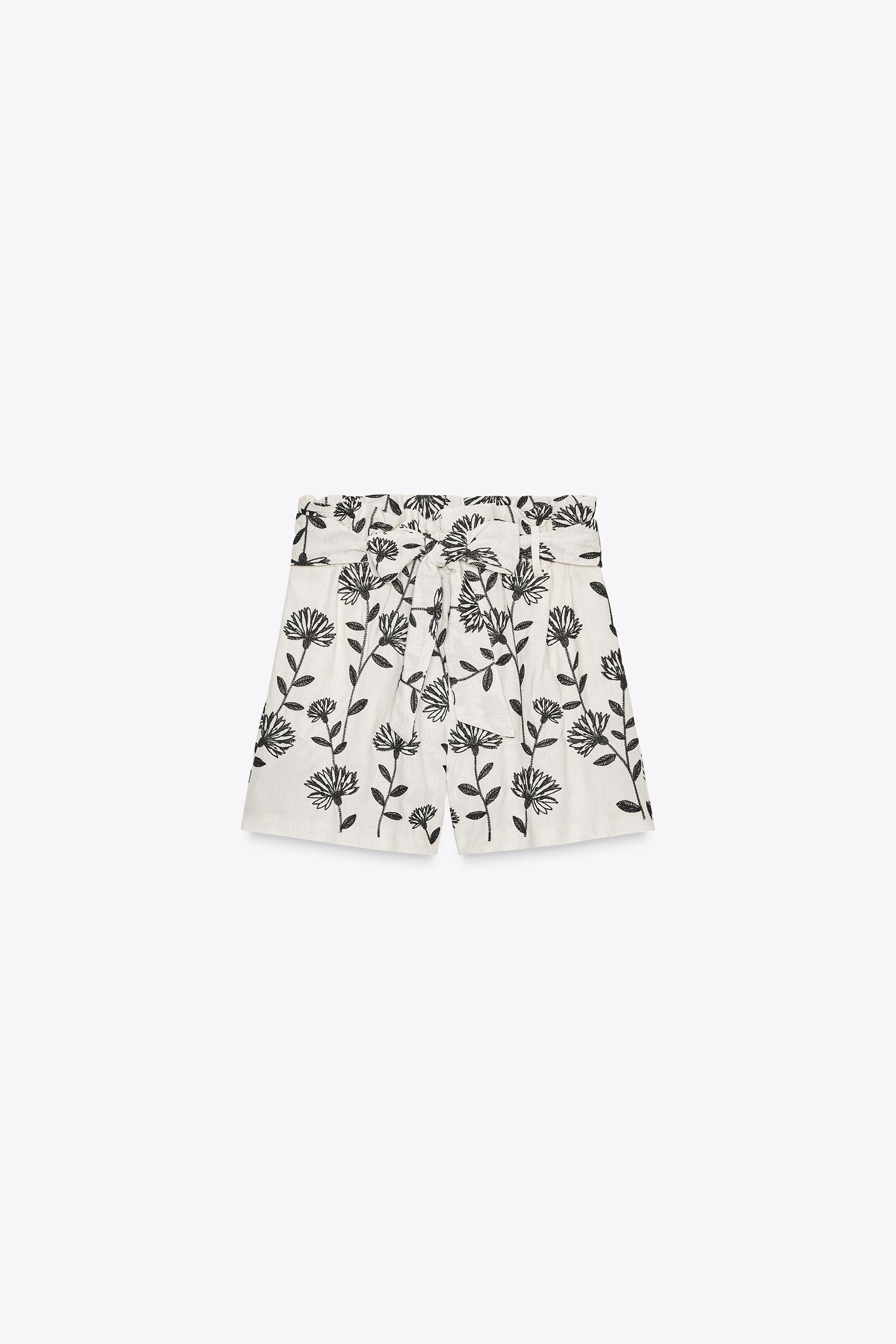 EMBROIDERED PAPER BAG BERMUDA SHORTS