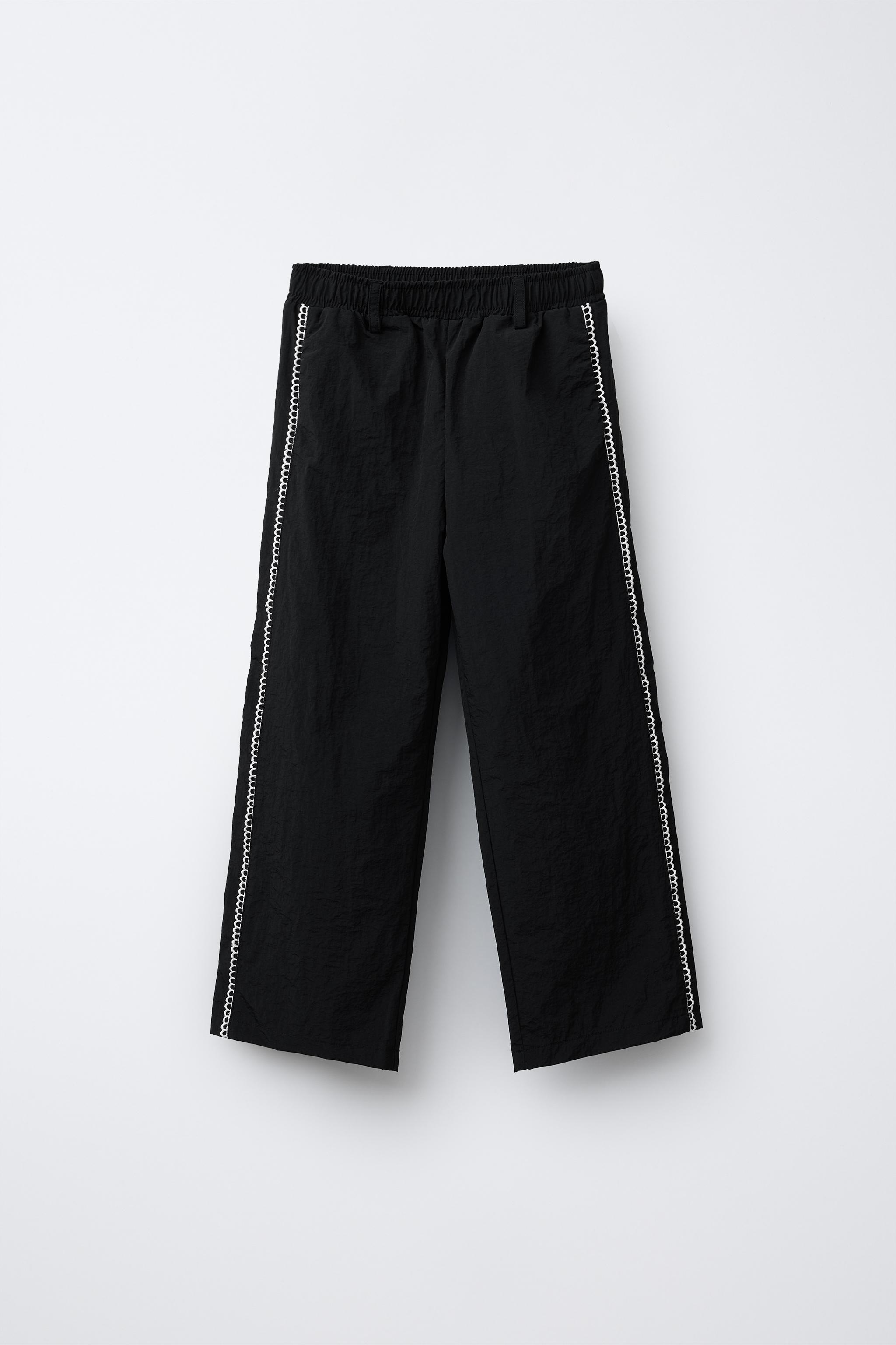 CONTRAST NYLON STRAIGHT LEG PANTS