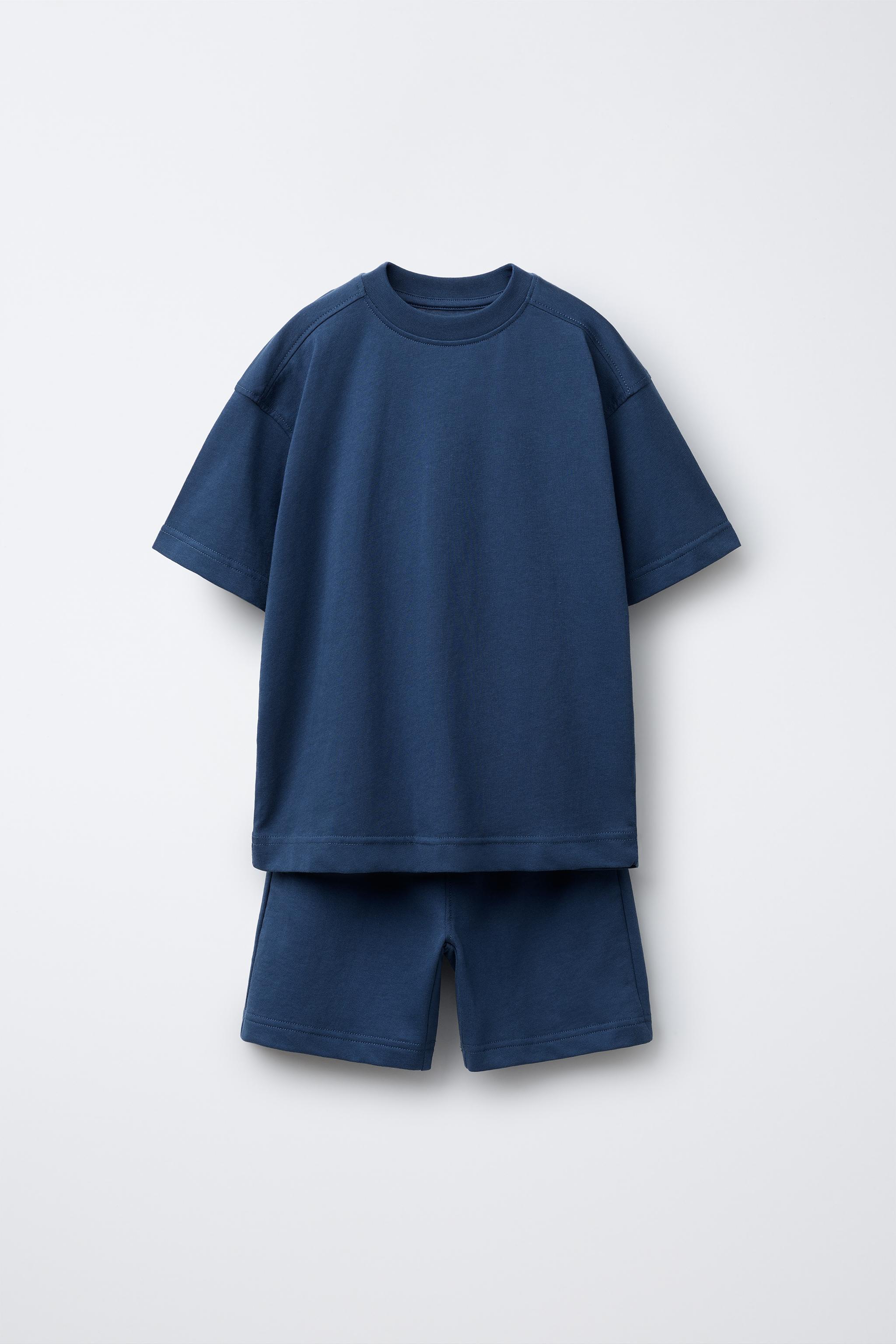 BASIC FLEECE T-SHIRT AND BERMUDA SET