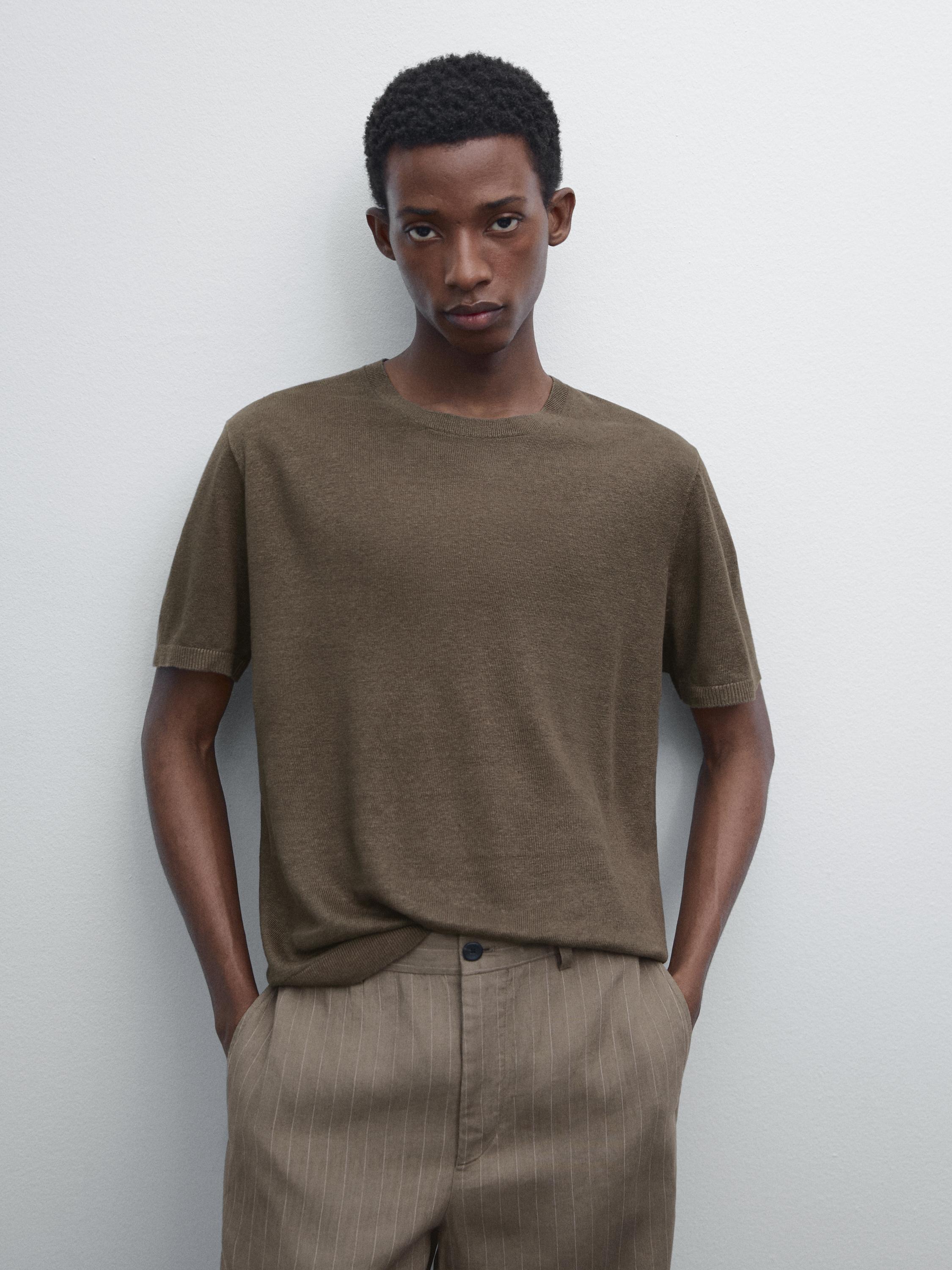 100% linen short sleeve knit T-shirt