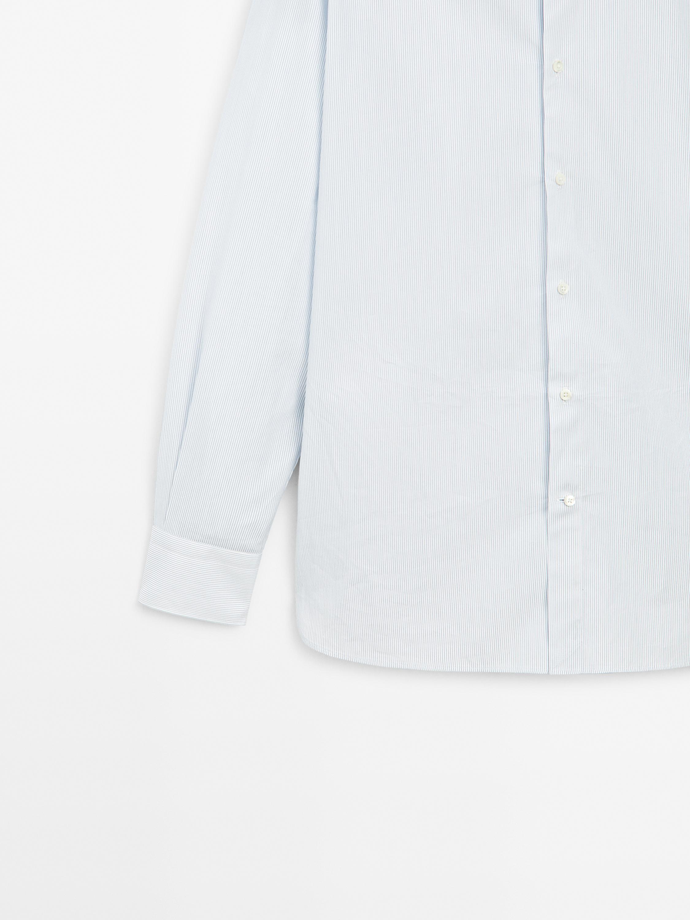 Slim fit micro-striped 100% cotton shirt