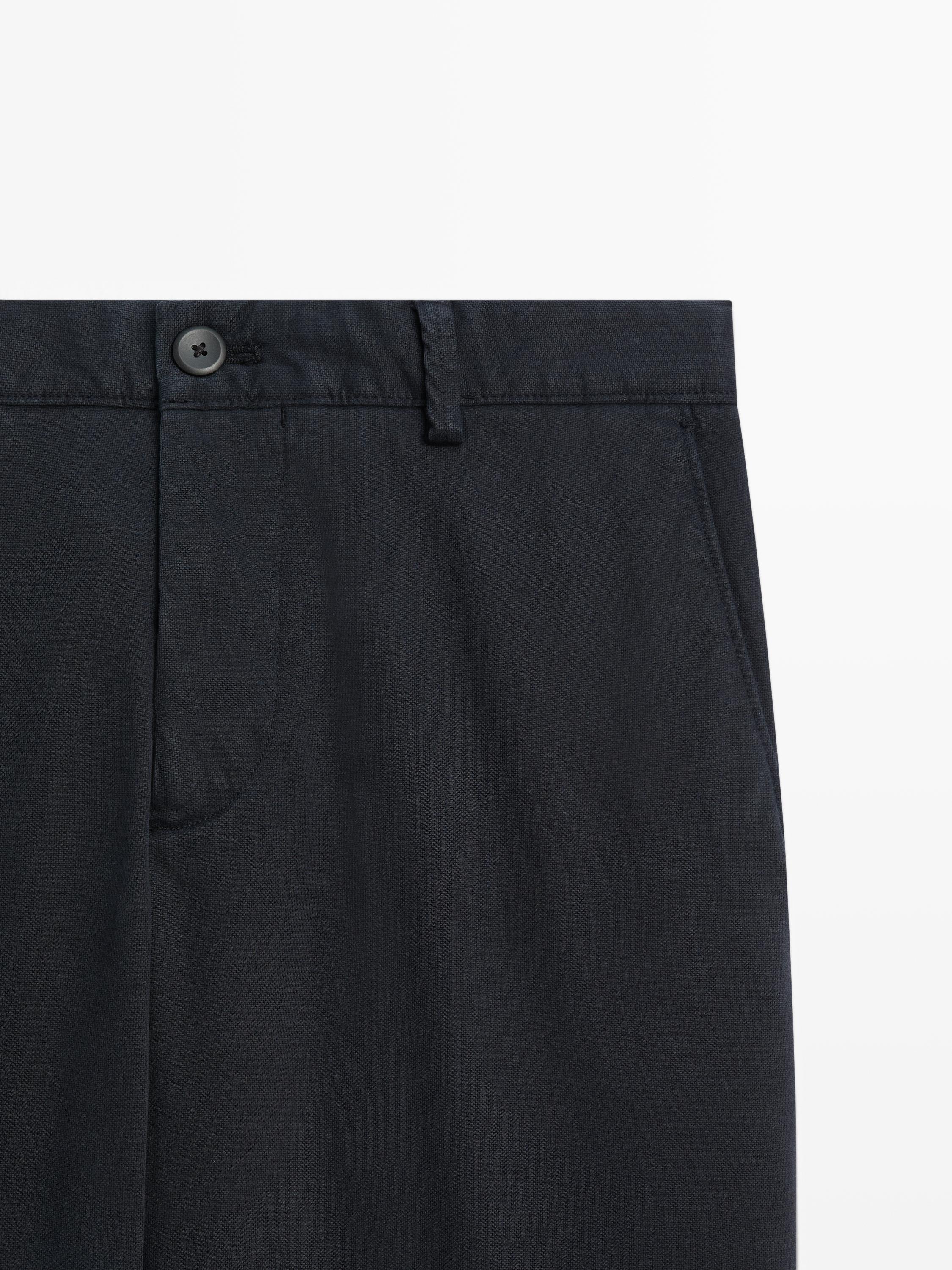 Slim fit textured trousers