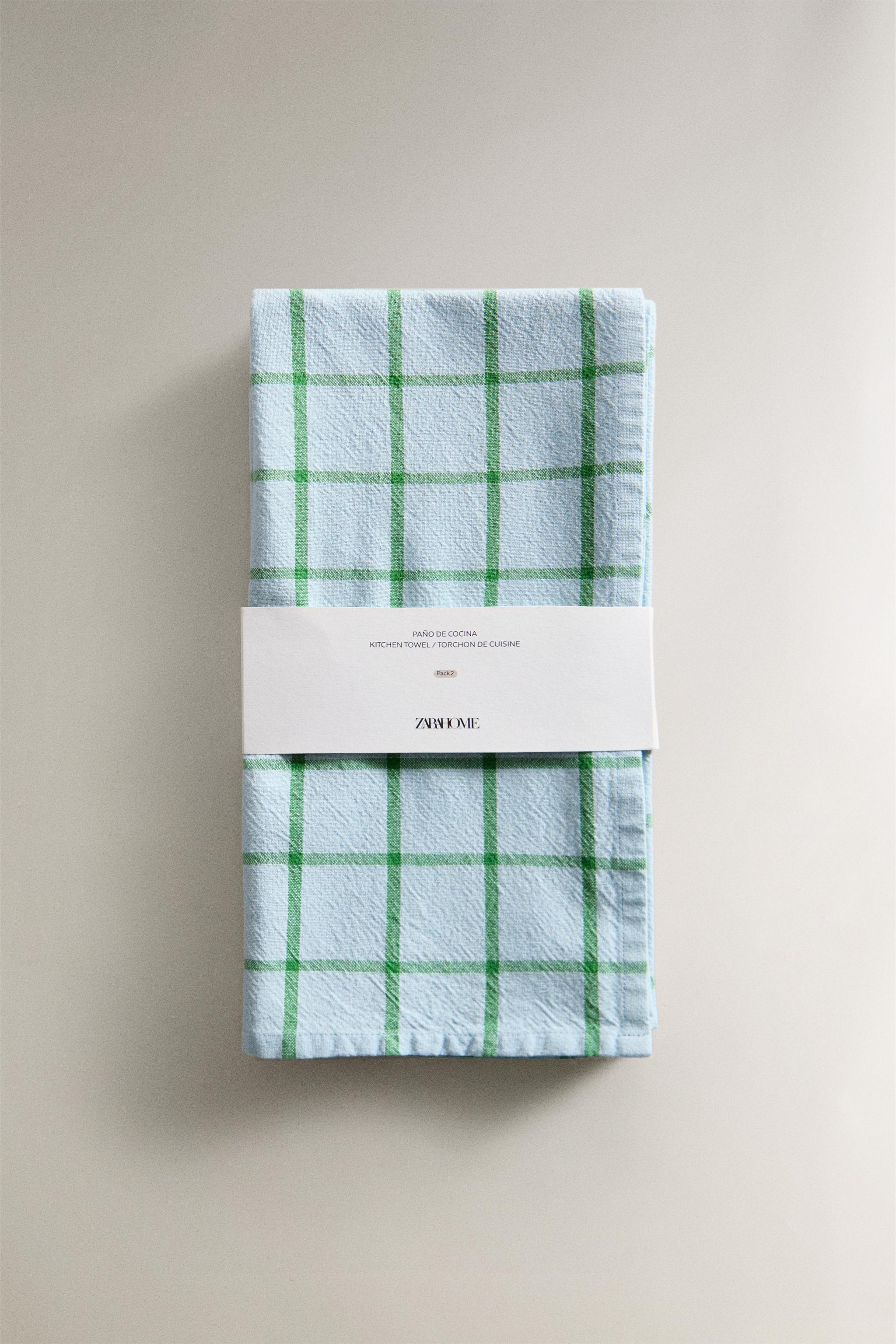 SET OF CHECK COTTON KITCHEN TOWELS (SET OF 2)