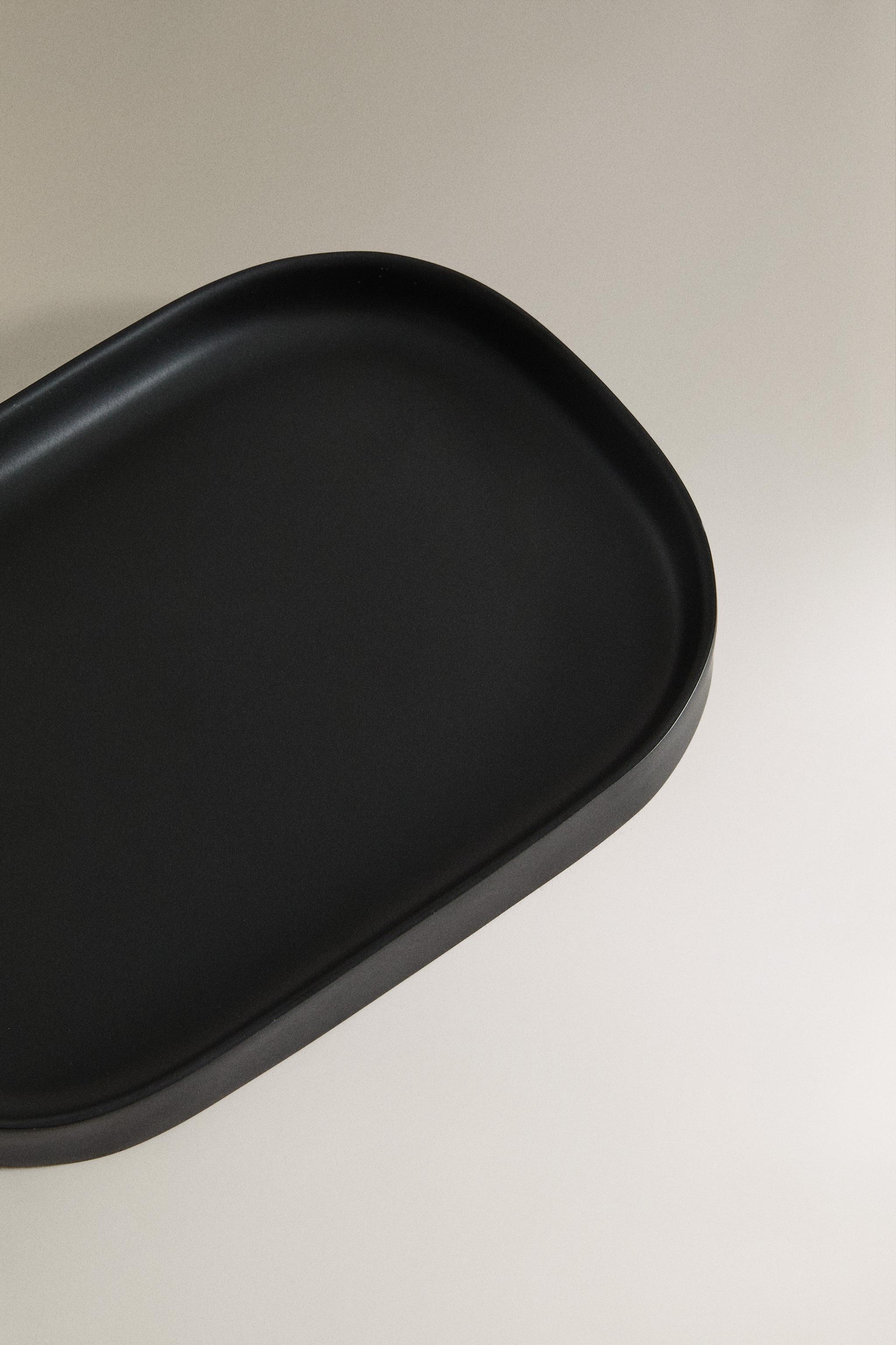 BLACK RESIN BATHROOM TRAY