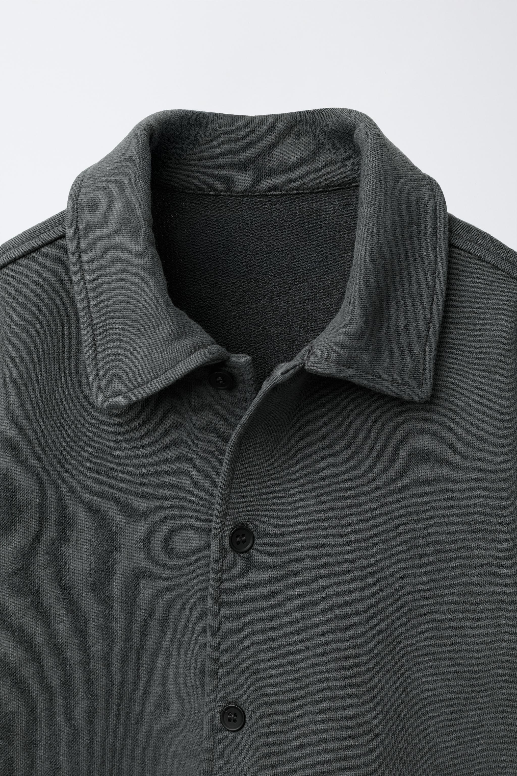 WASHED EFFECT DOUBLE SLEEVE PLUSH SHIRT