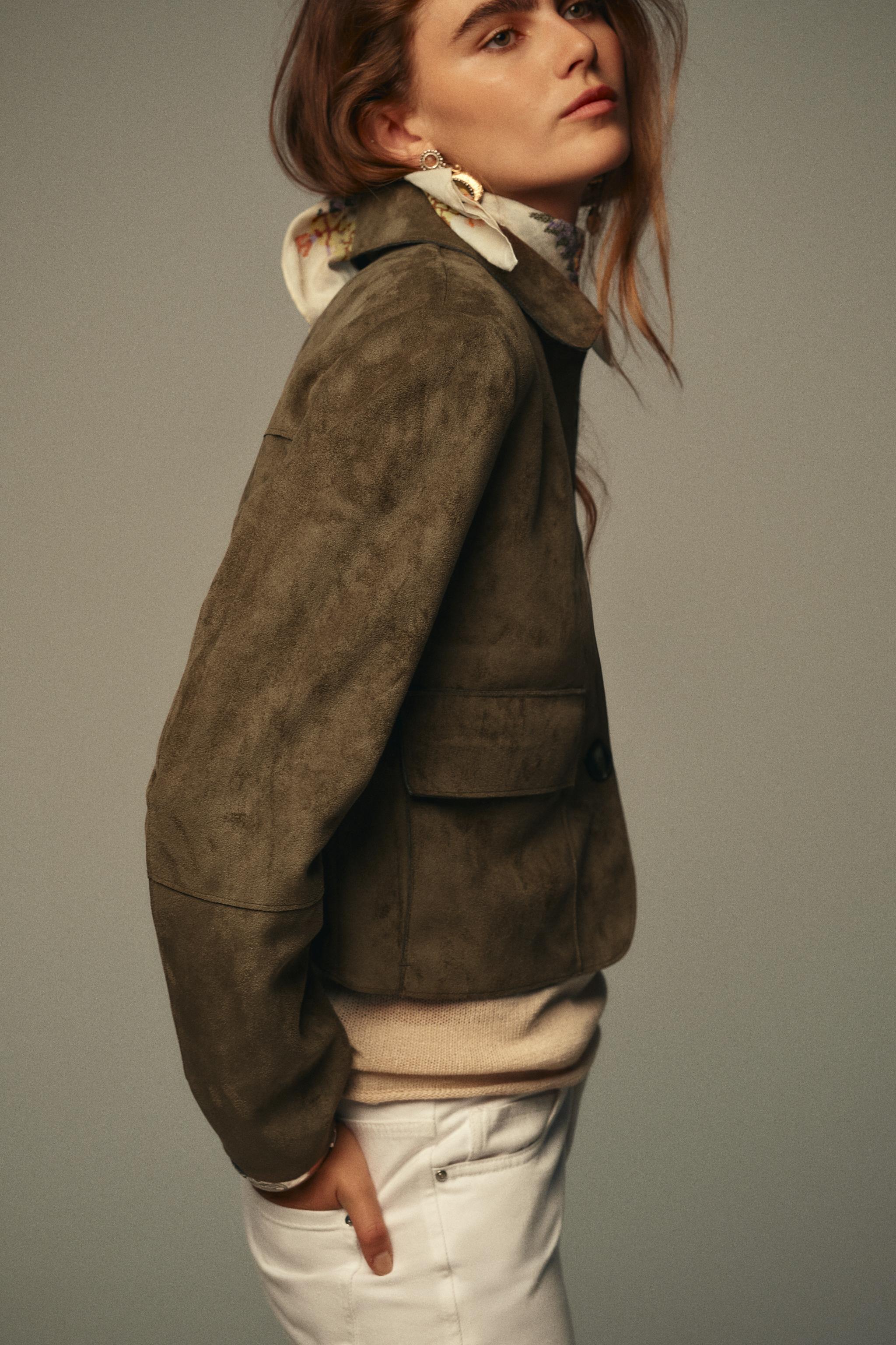 FAUX SUEDE CROPPED JACKET