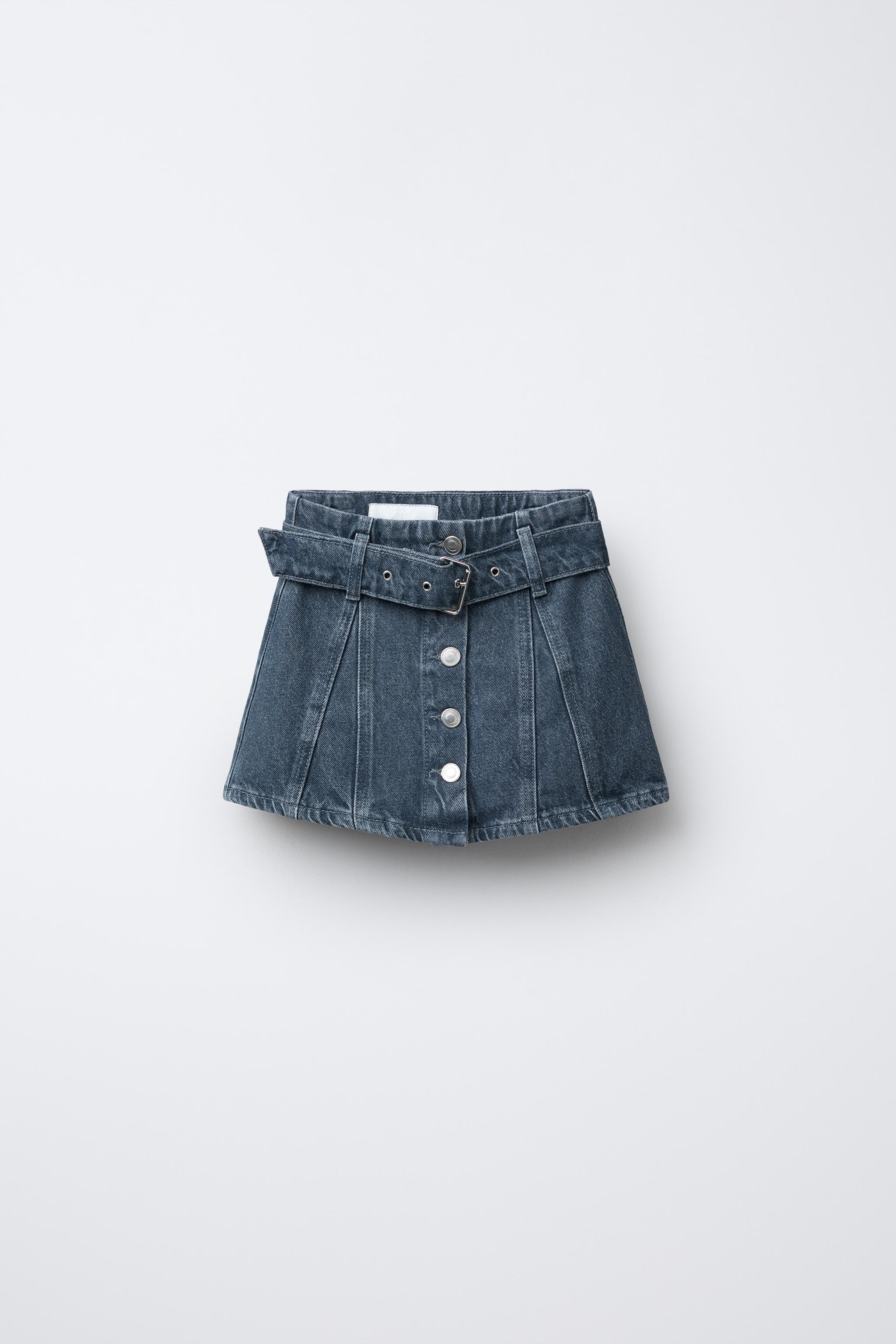 BELTED DENIM SKIRT