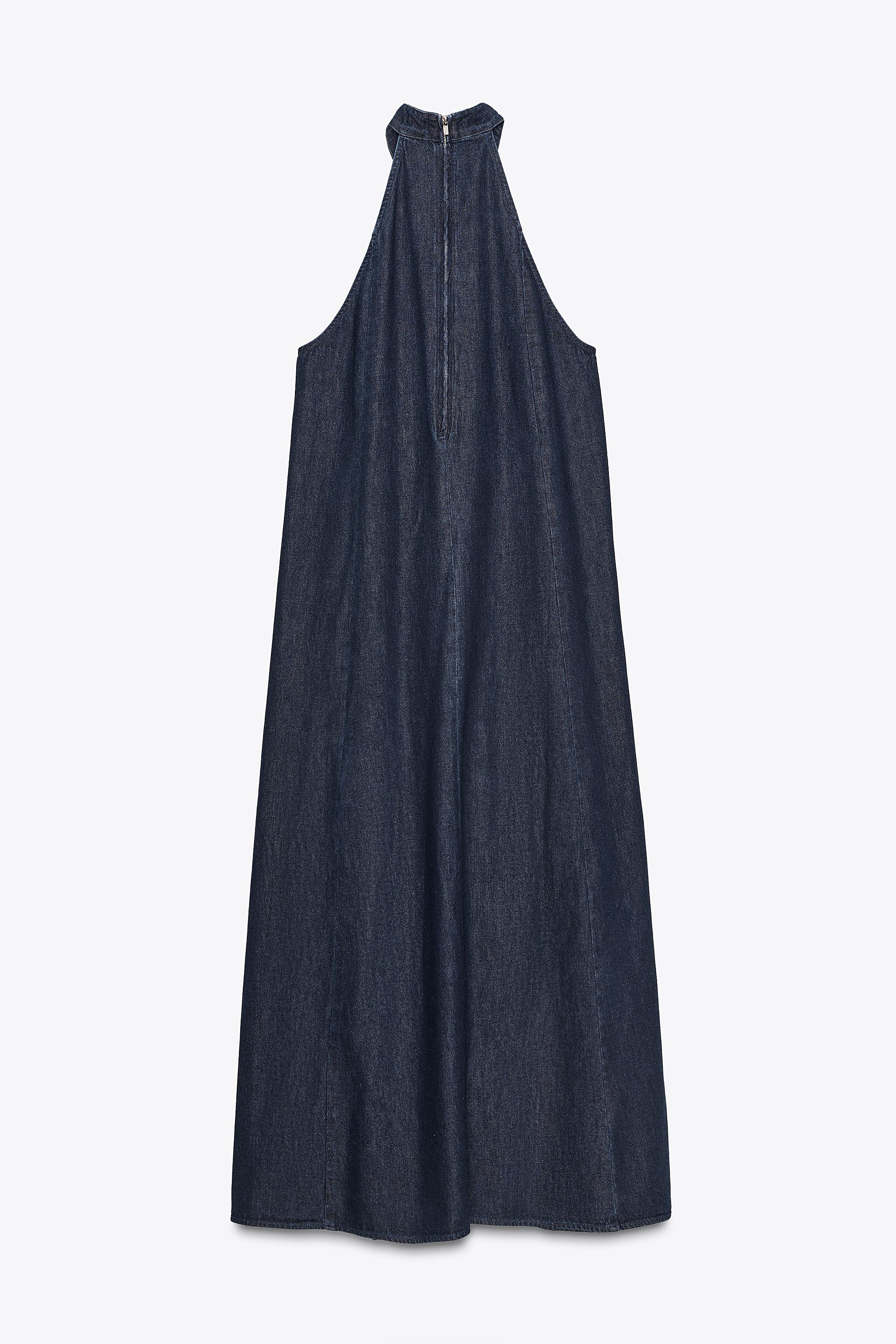 TRF HALTER DENIM DRESS