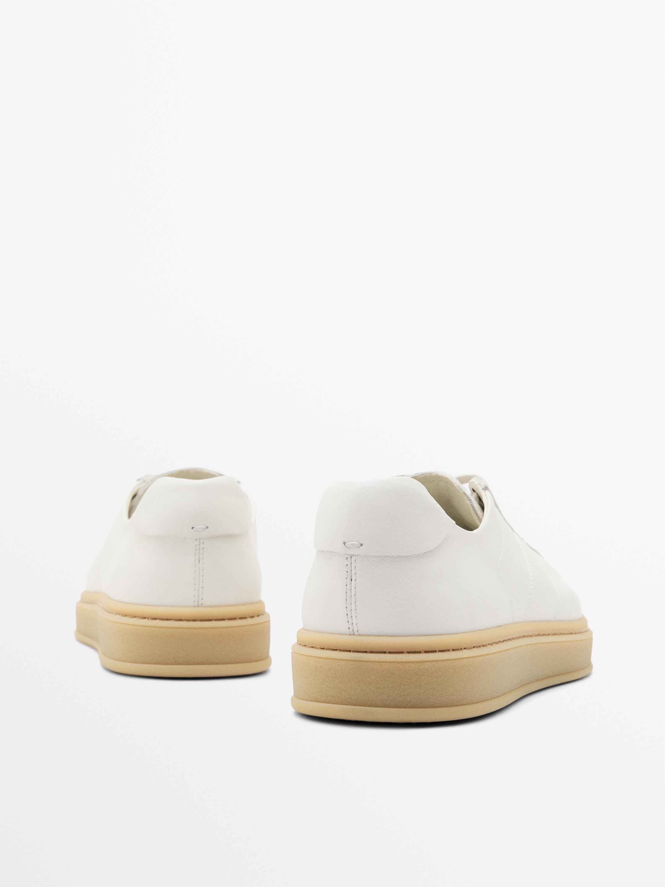 Contrast leather trainers