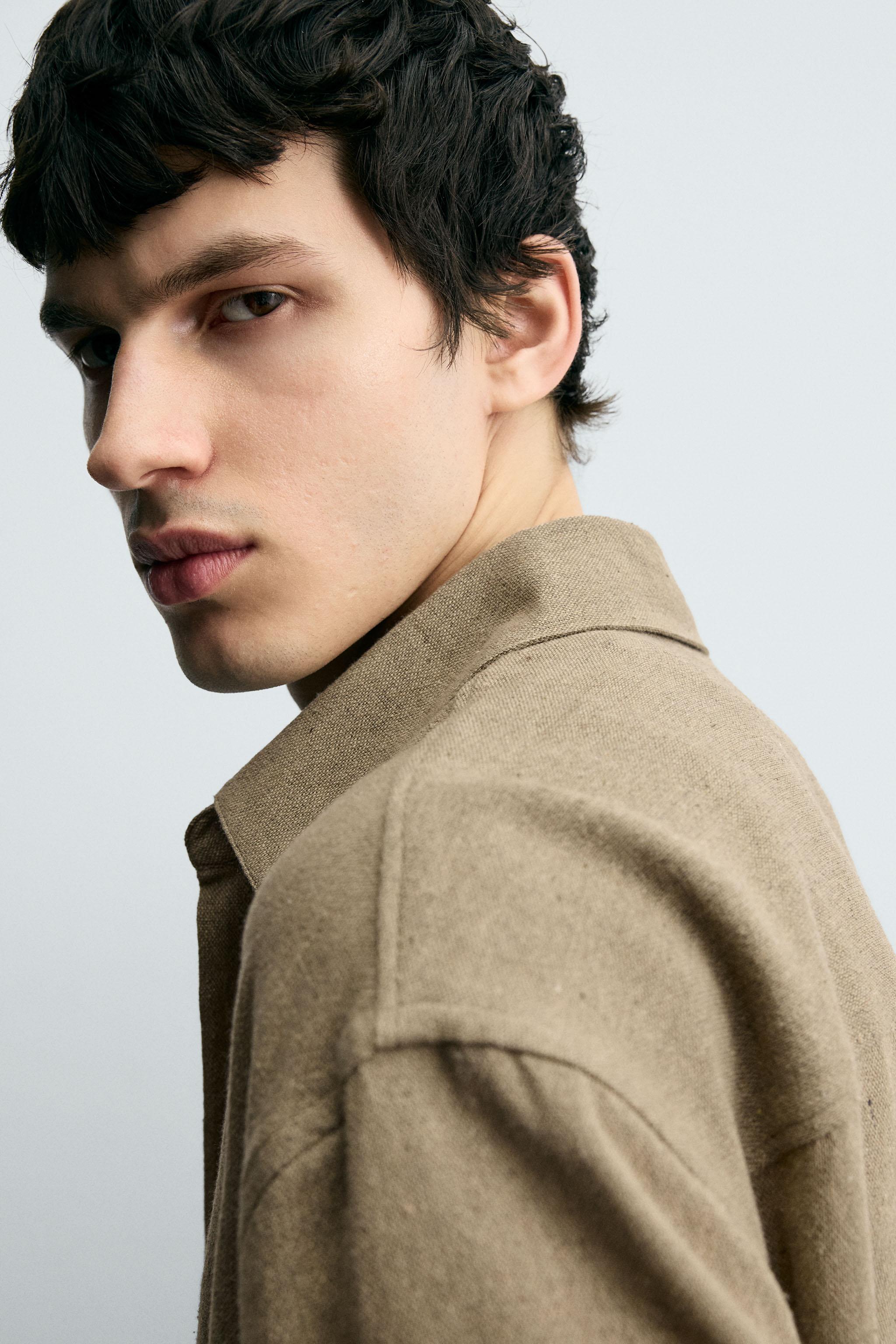 TEXTURED COTTON BLEND SHIRT