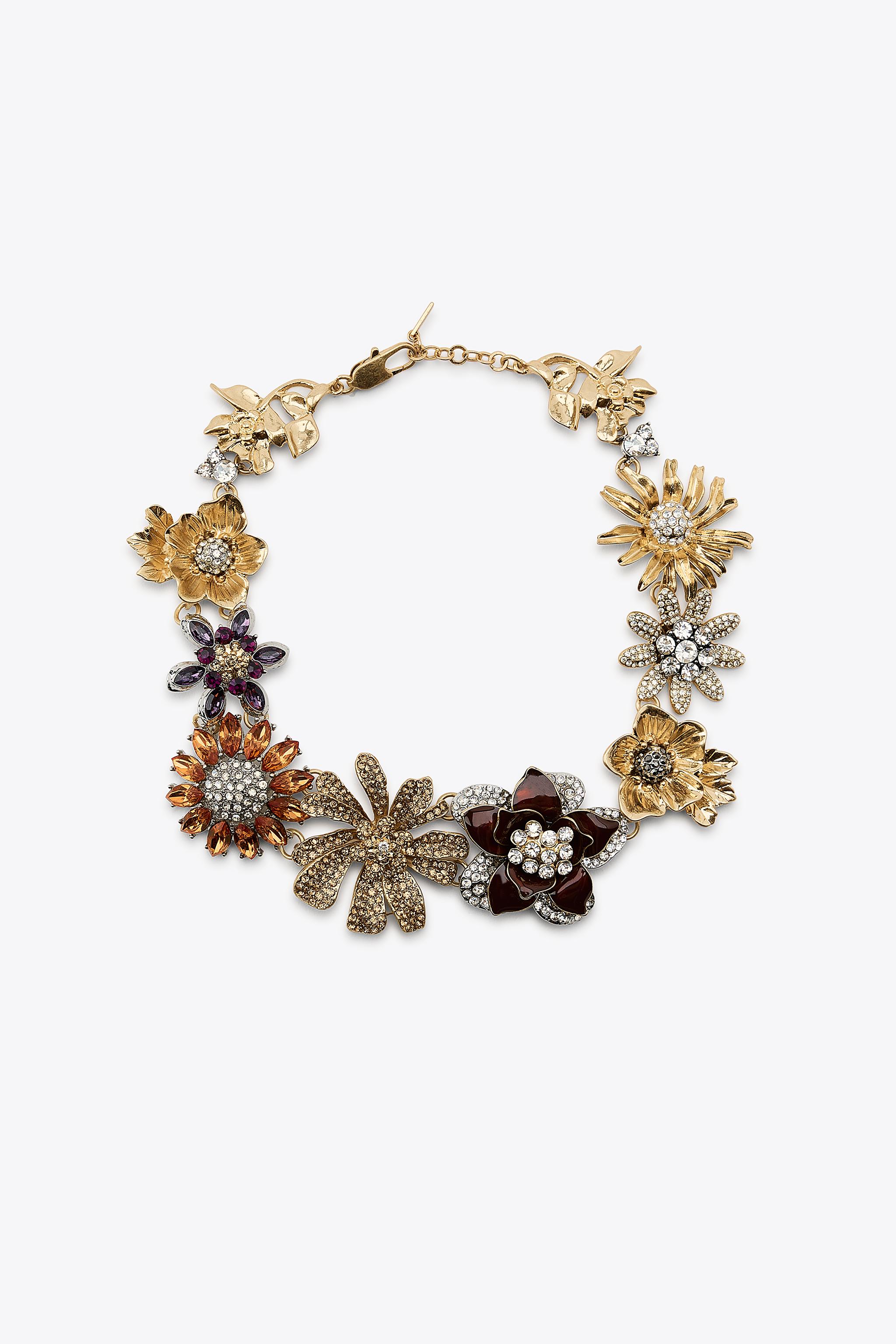 FLOWER JEWEL GLITTER NECKLACE