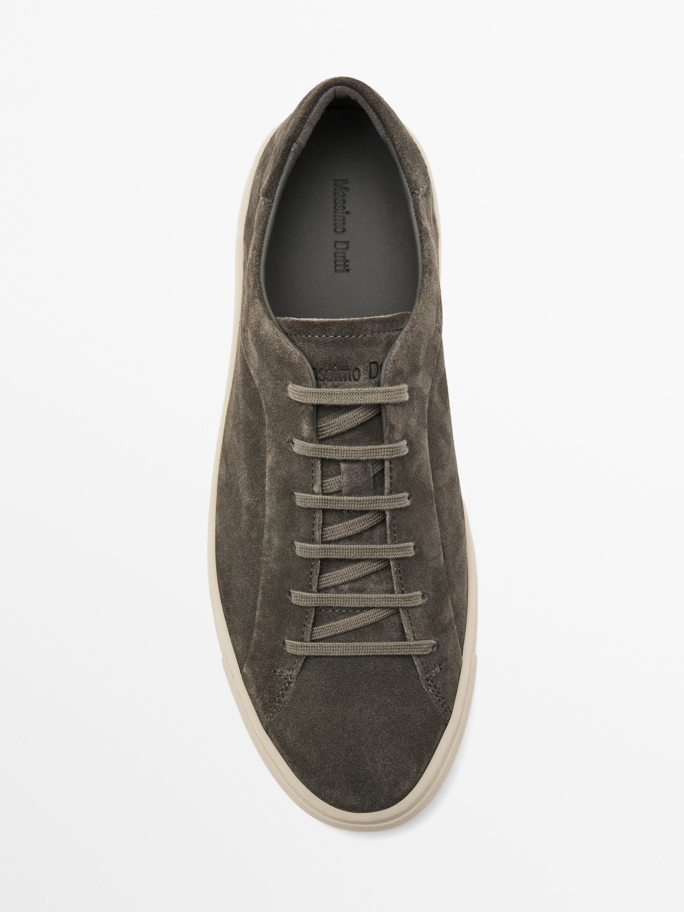 Split suede trainers