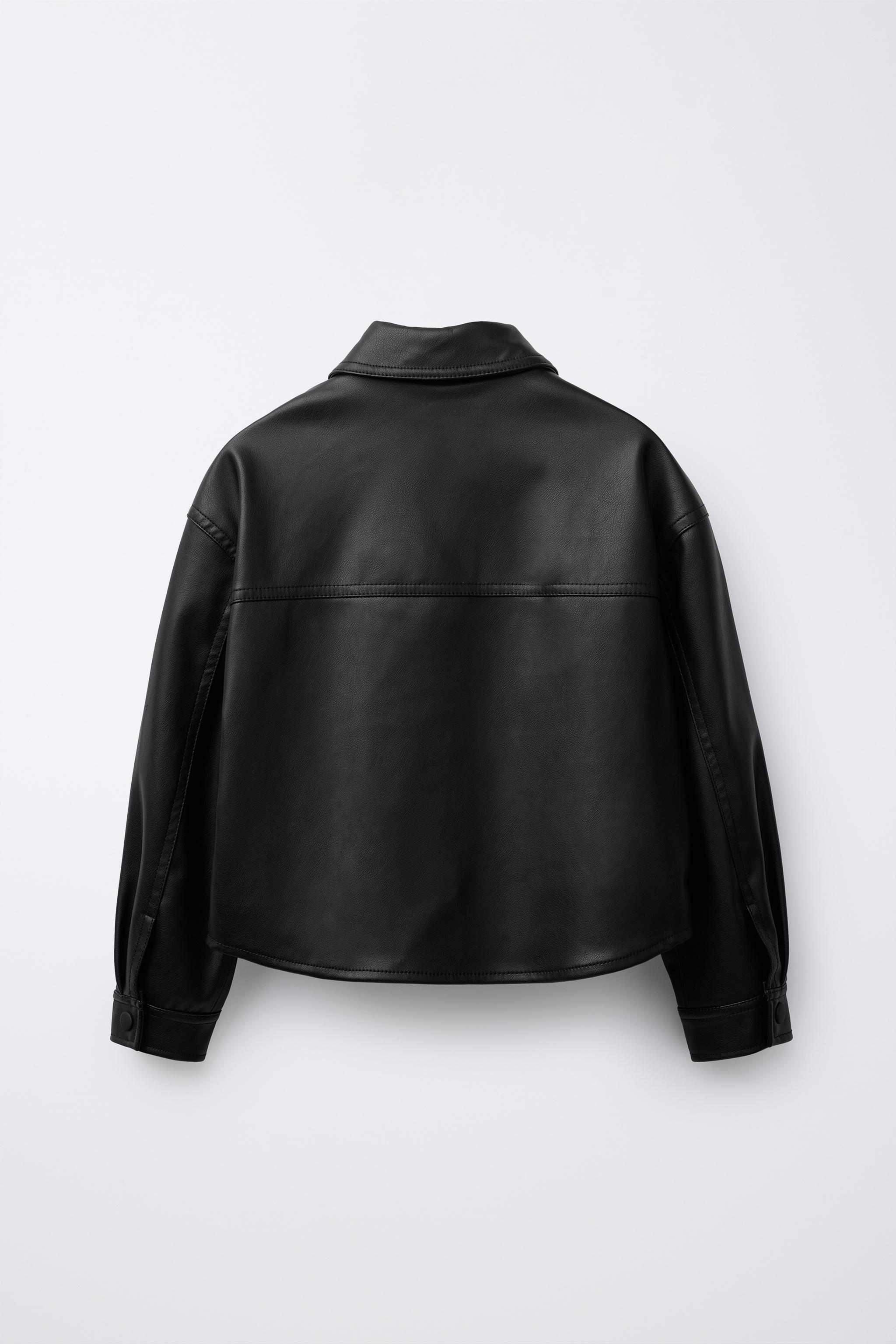 FAUX LEATHER OVERSHIRT WITH POCKETS