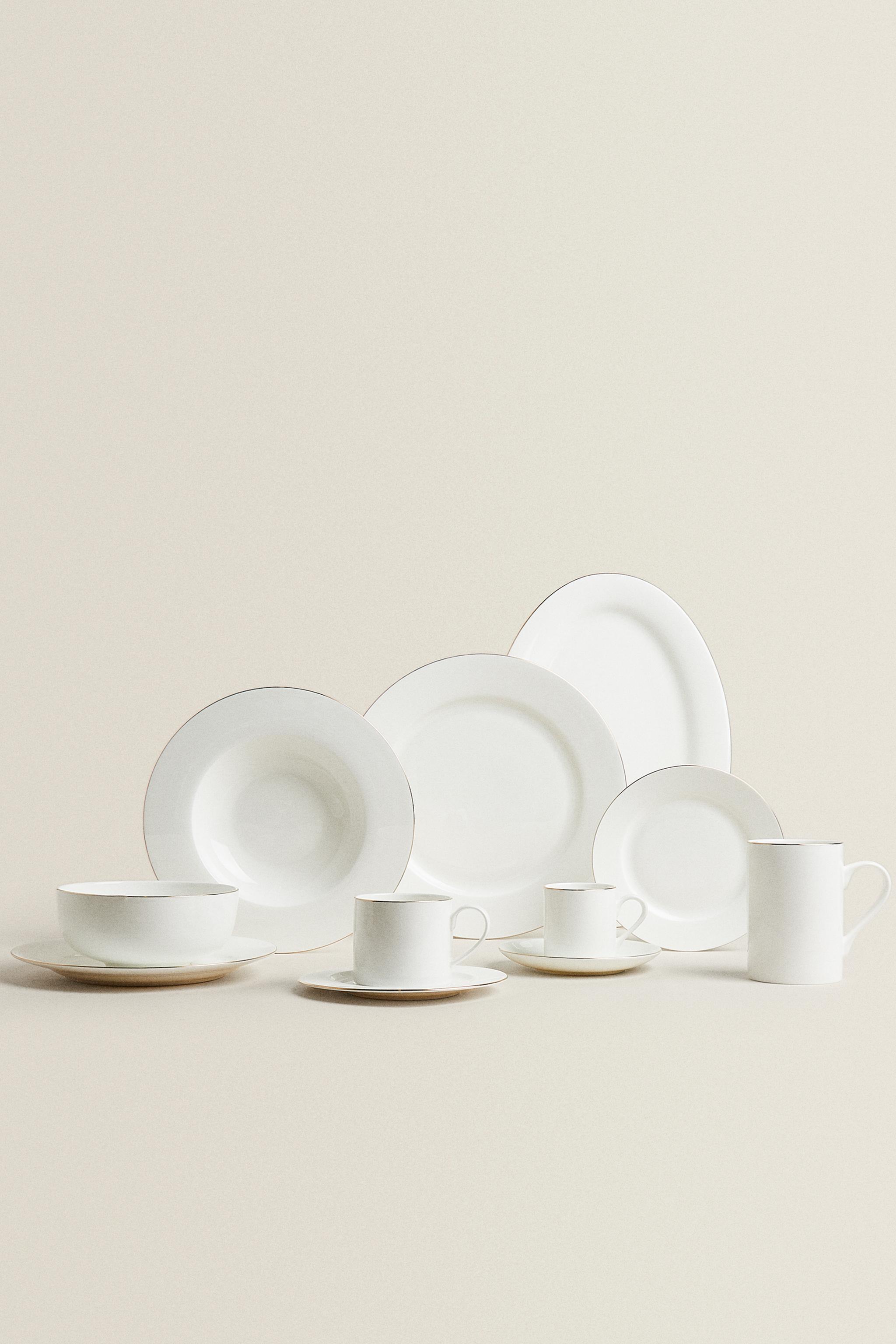 RIMMED BONE CHINA OVAL SERVING DISH