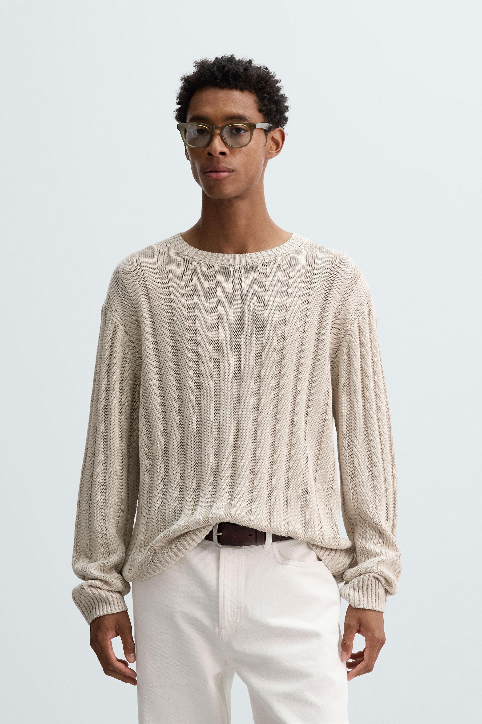 100% LINEN RIBBED SWEATER